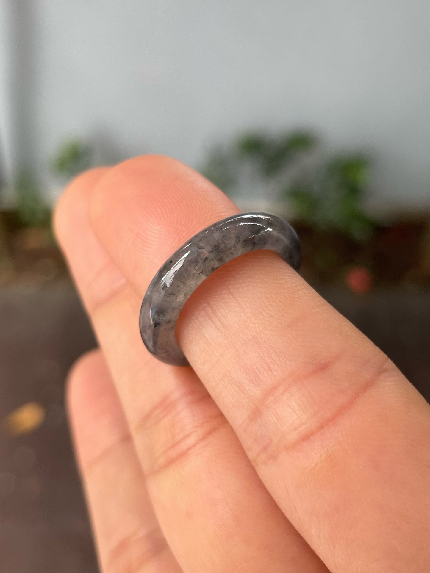 Icy Black With Lavender Jadeite Abacus Ring | HK 10.5 (NJR271)