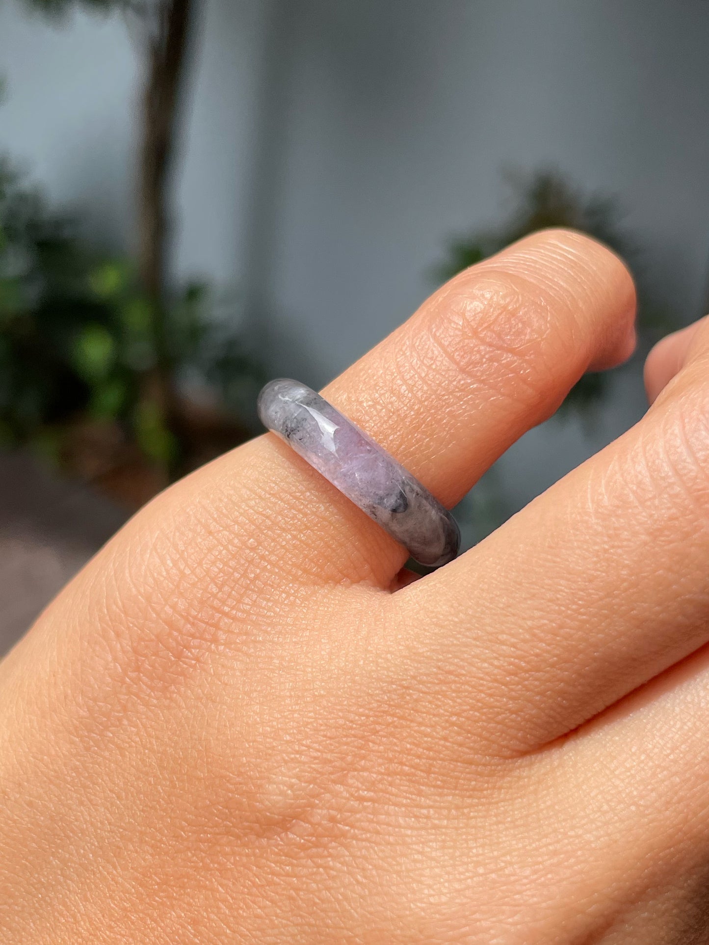 Icy Black With Lavender Jadeite Abacus Ring | HK 10.5 (NJR271)