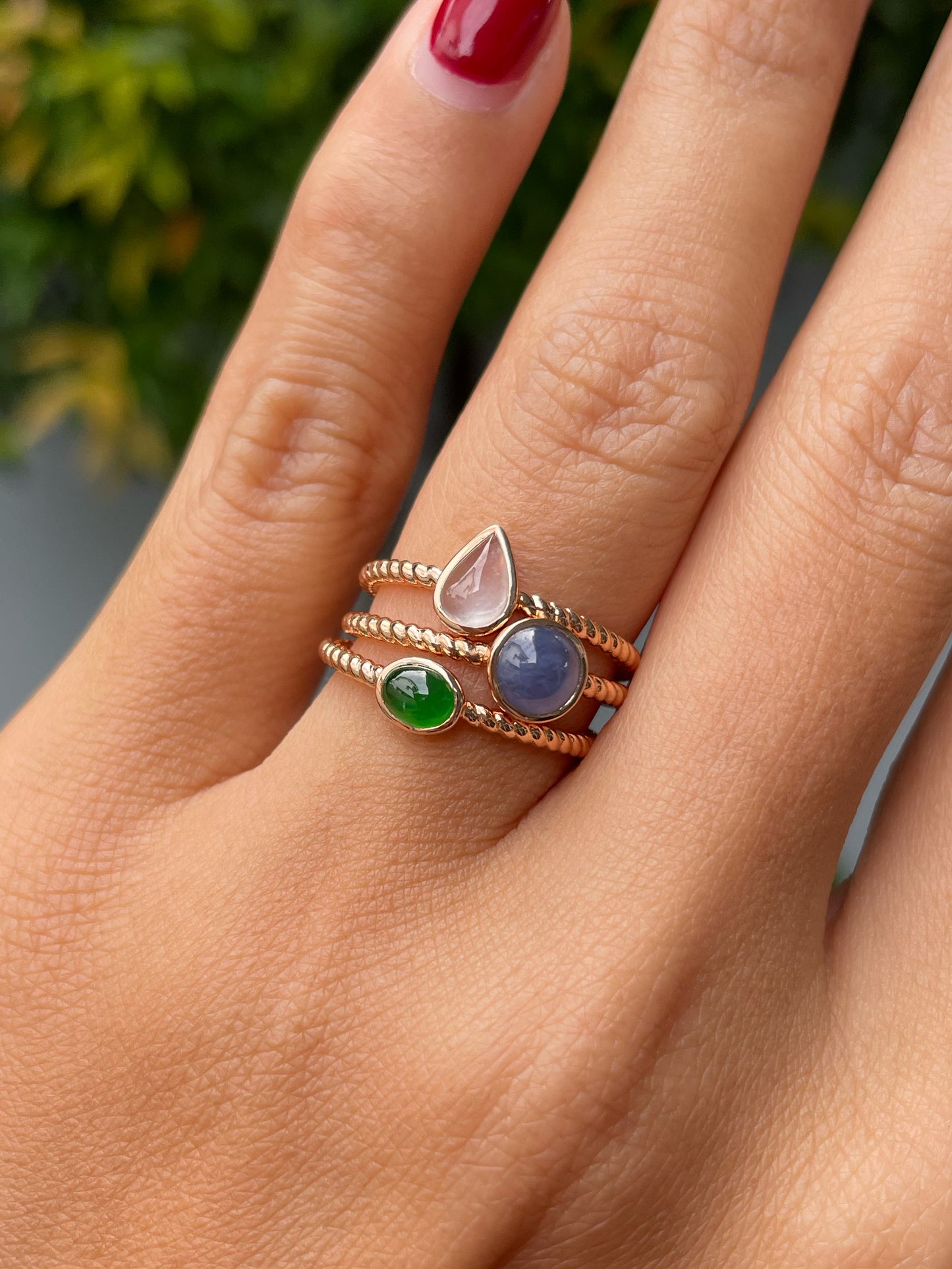 Multicoloured Jade Rings - Cabochons (NJR276)