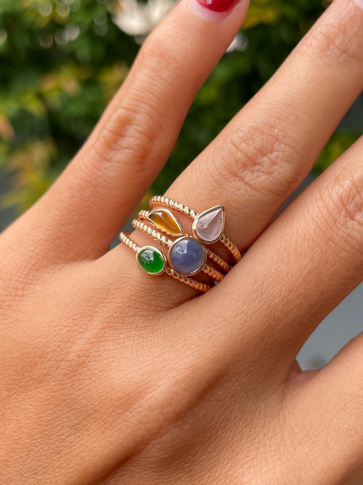 Multicoloured Jade Rings - Cabochons (NJR276)
