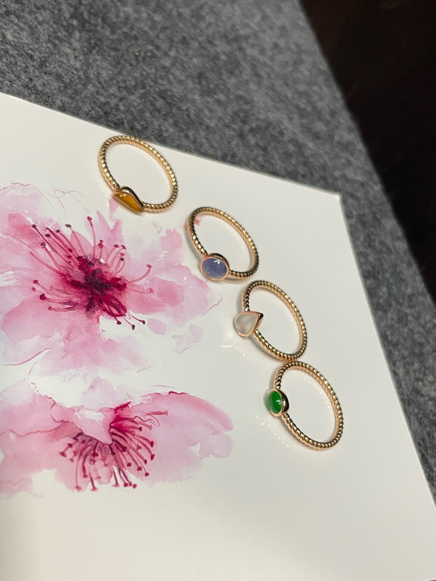 Multicoloured Jade Rings - Cabochons (NJR276)