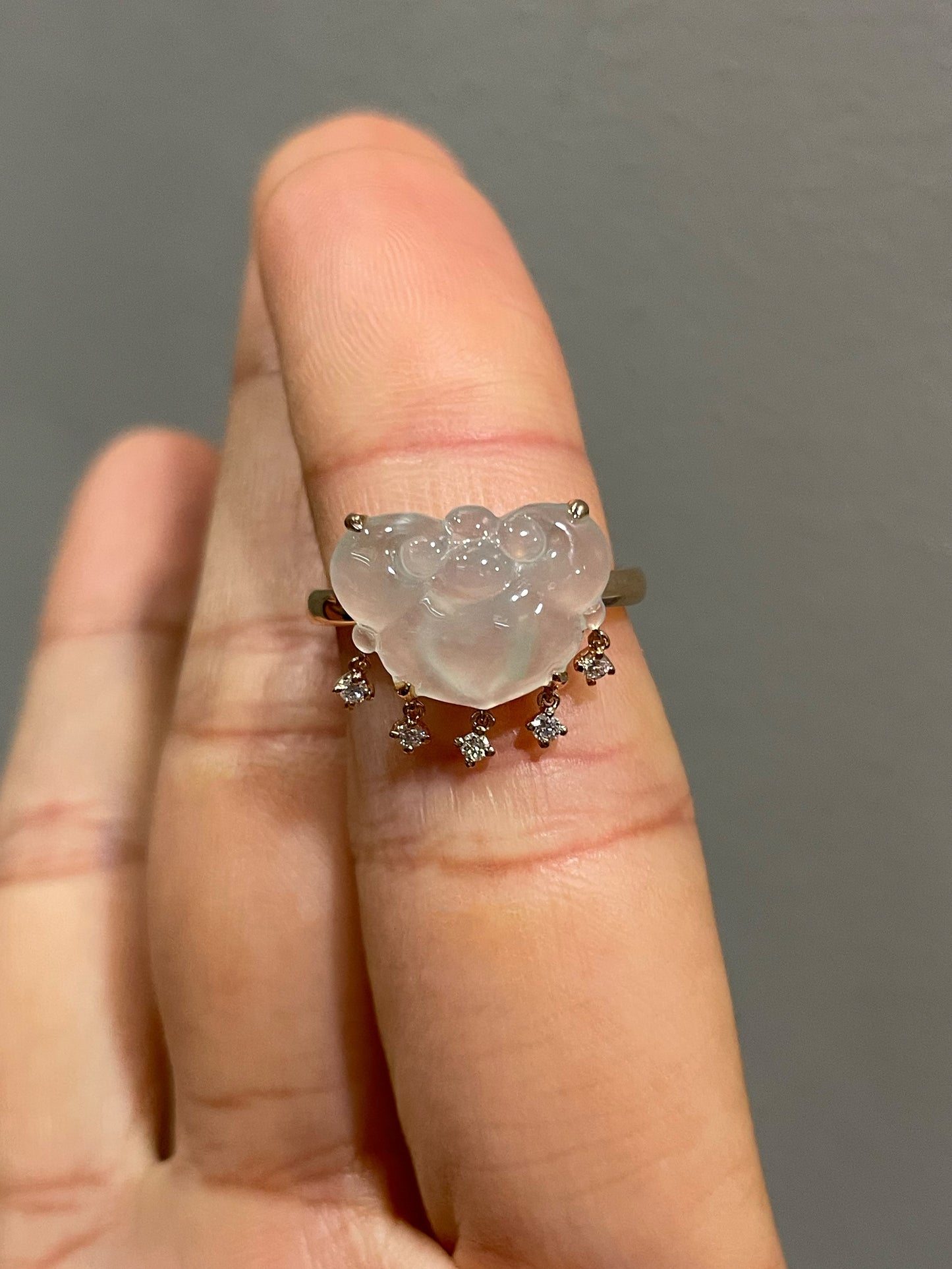 Icy Jadeite Ring - Ruyi Locket 如意锁 (NJR277)