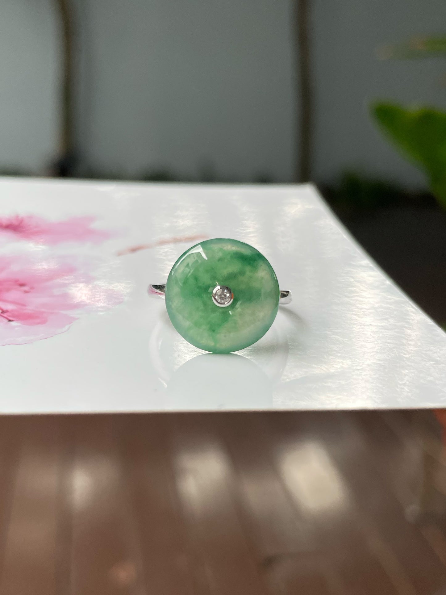 Icy Green Jade Ring - Safety Coin (NJR292)