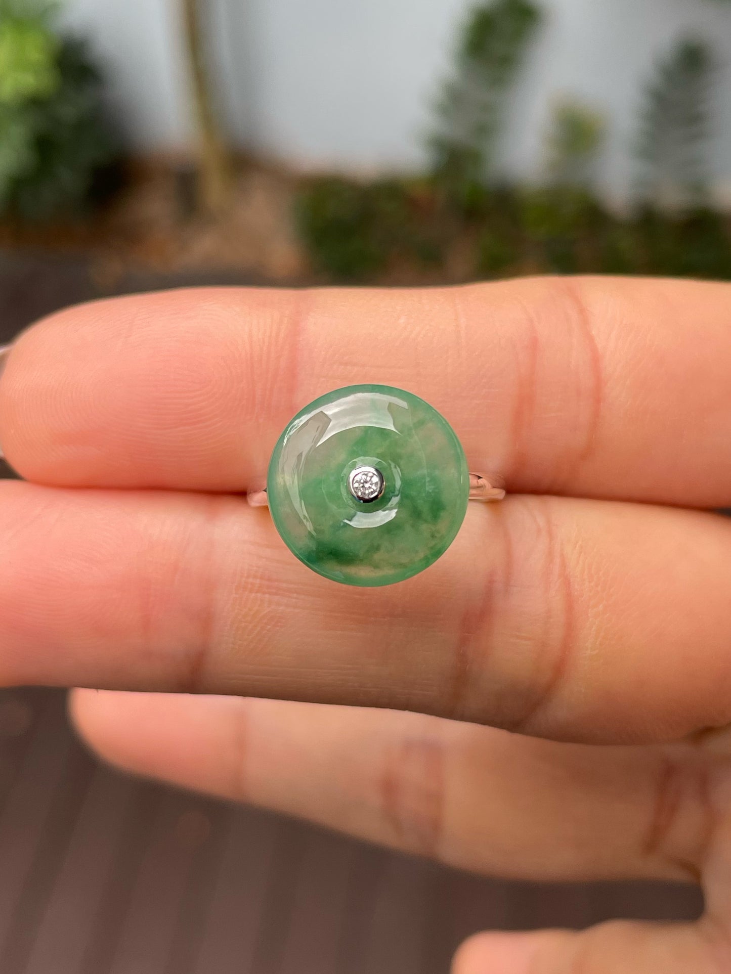 Icy Green Jade Ring - Safety Coin (NJR292)