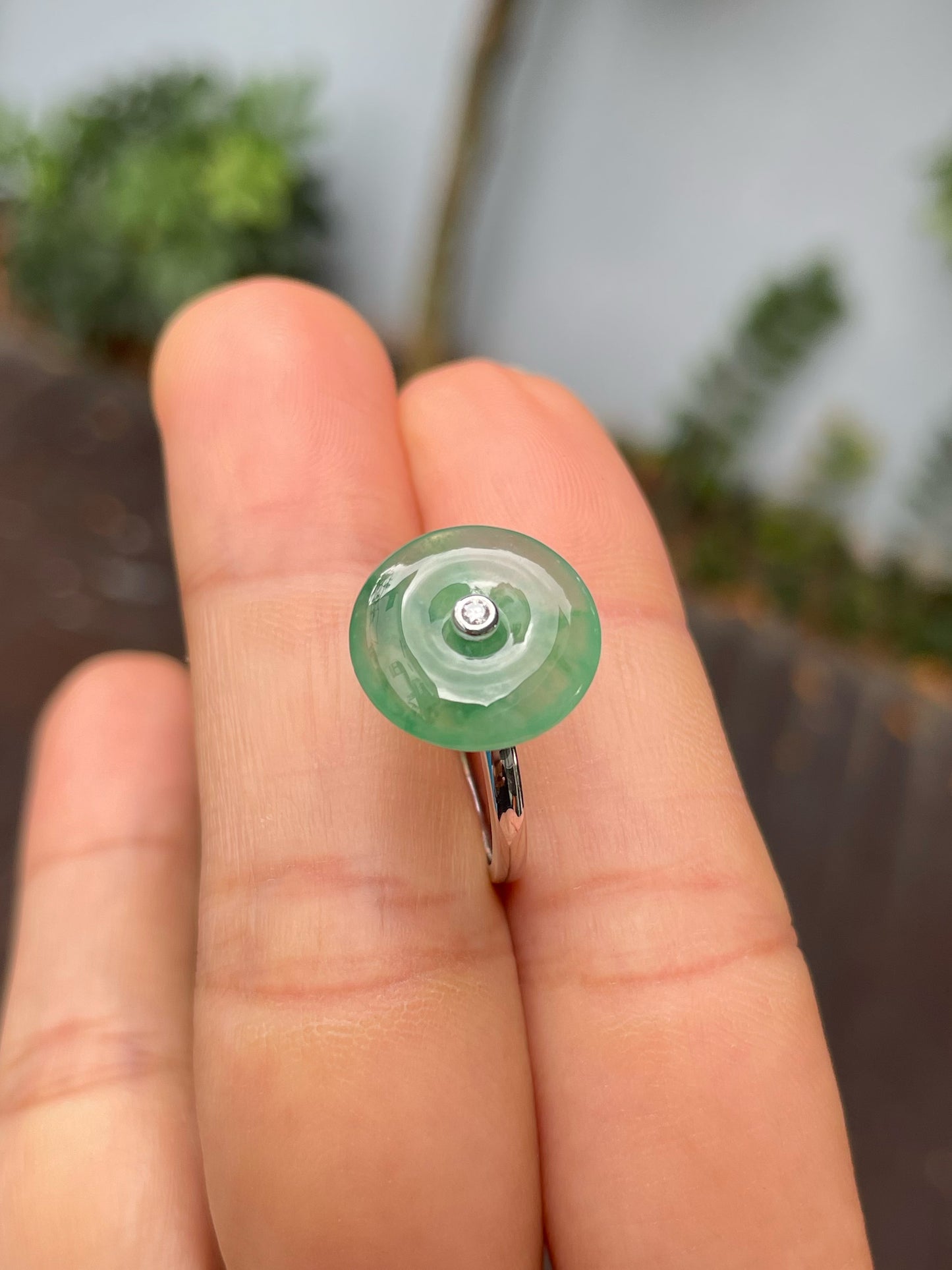 Icy Green Jade Ring - Safety Coin (NJR292)