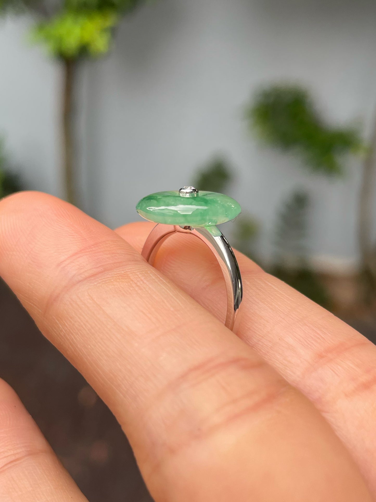 Icy Green Jade Ring - Safety Coin (NJR292)