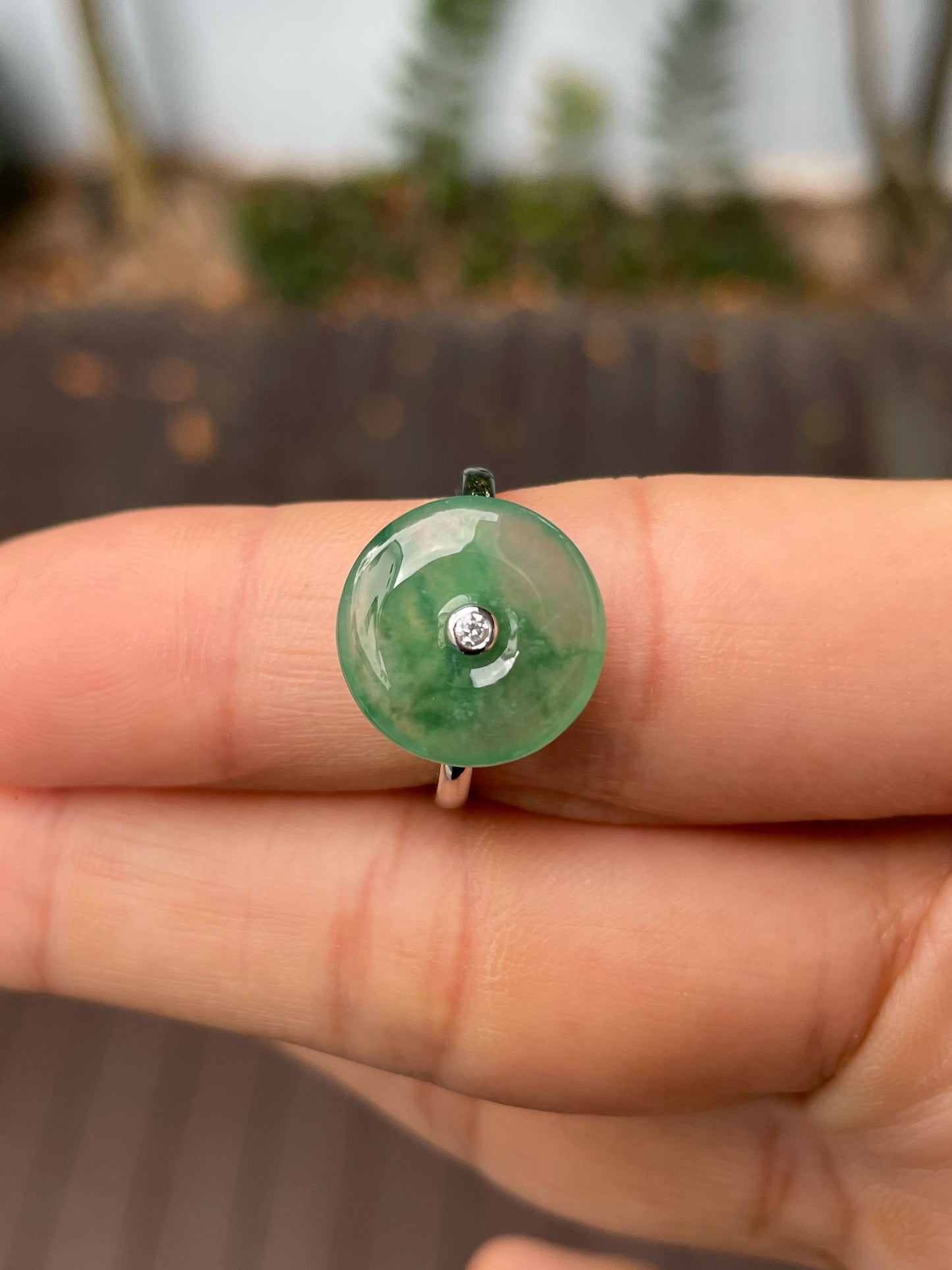 Icy Green Jade Ring - Safety Coin (NJR292)