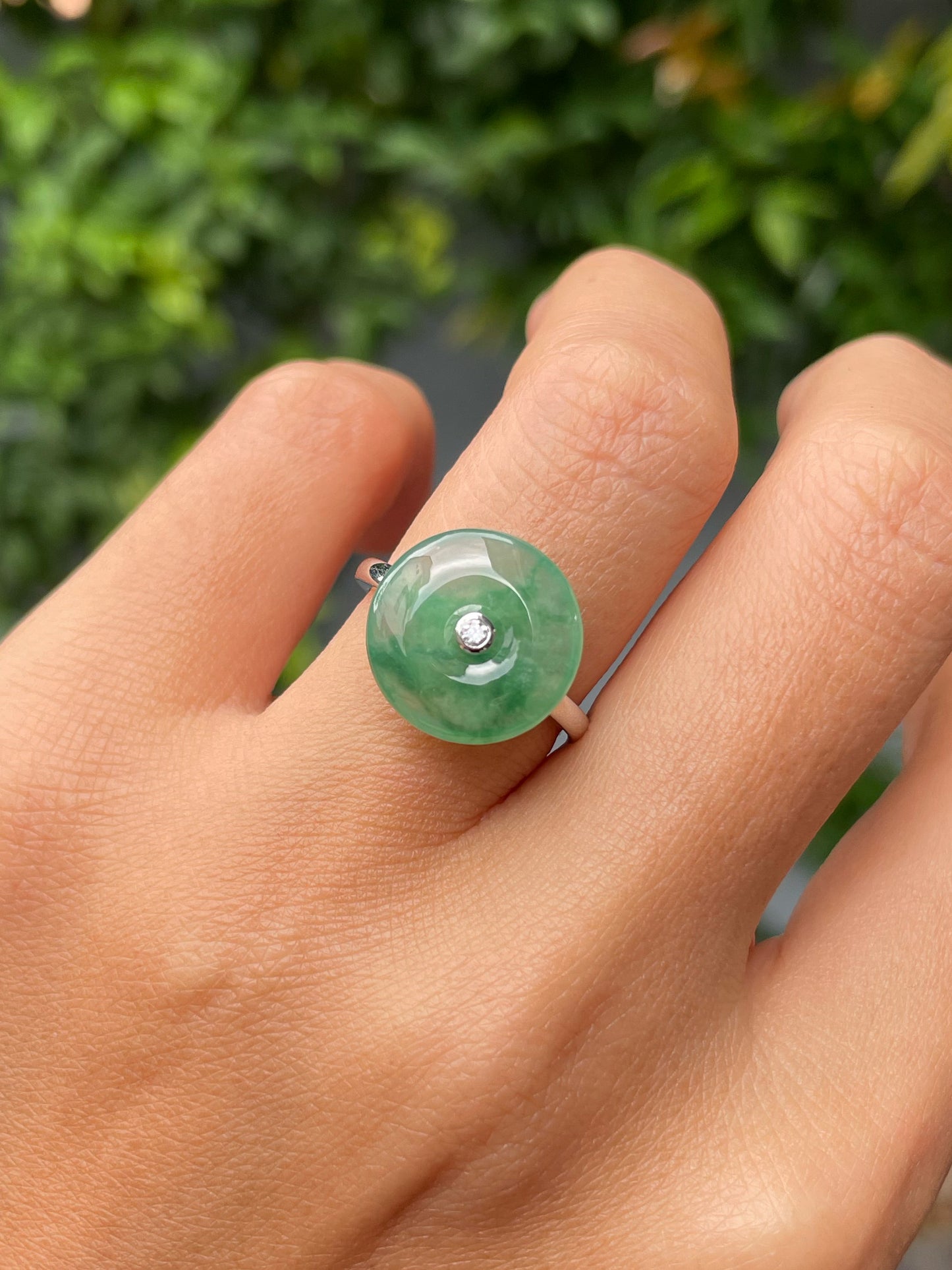 Icy Green Jade Ring - Safety Coin (NJR292)