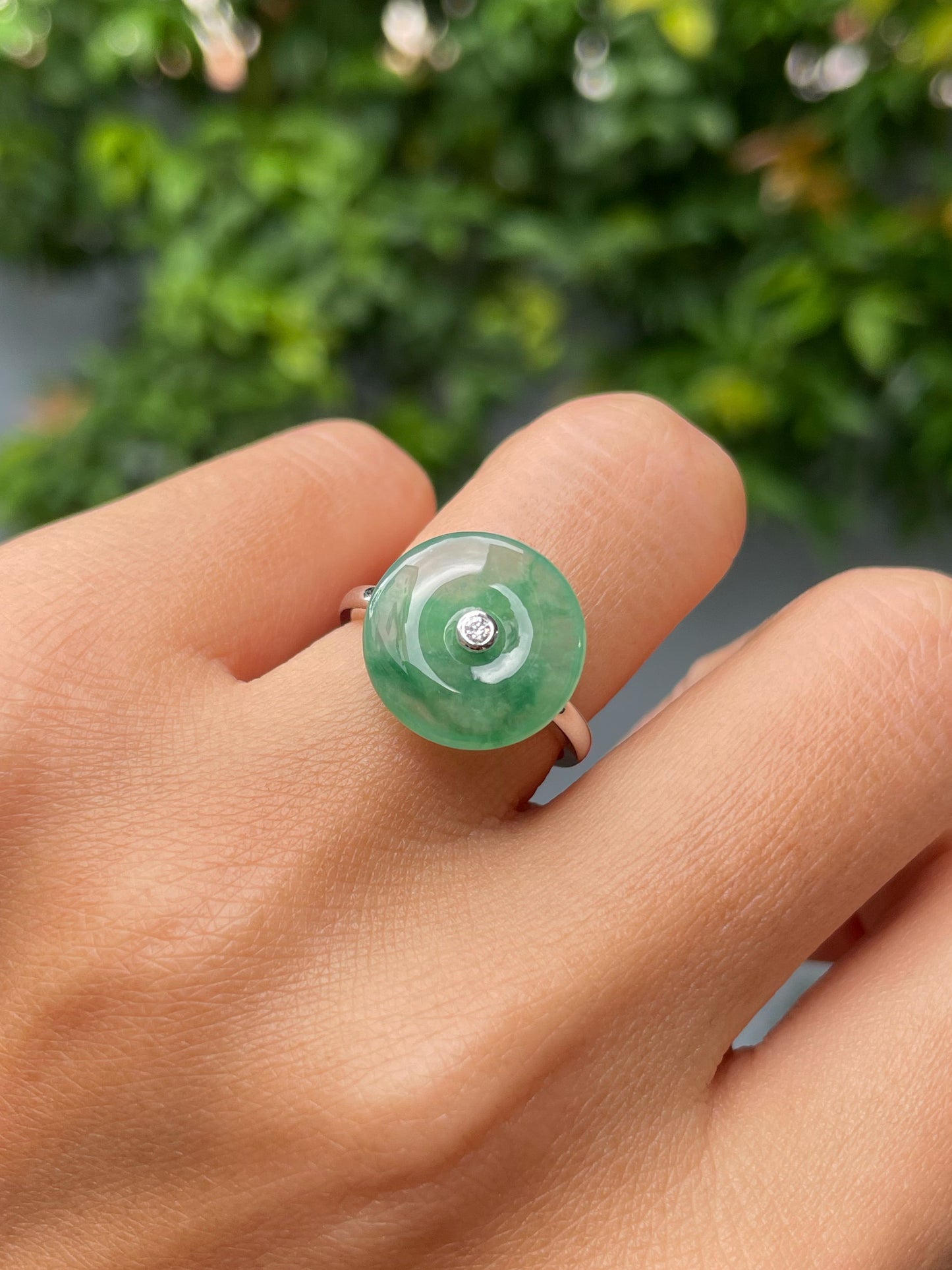 Icy Green Jade Ring - Safety Coin (NJR292)