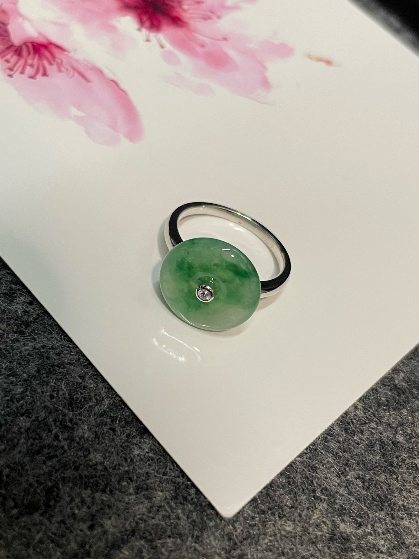 Icy Green Jade Ring - Safety Coin (NJR292)