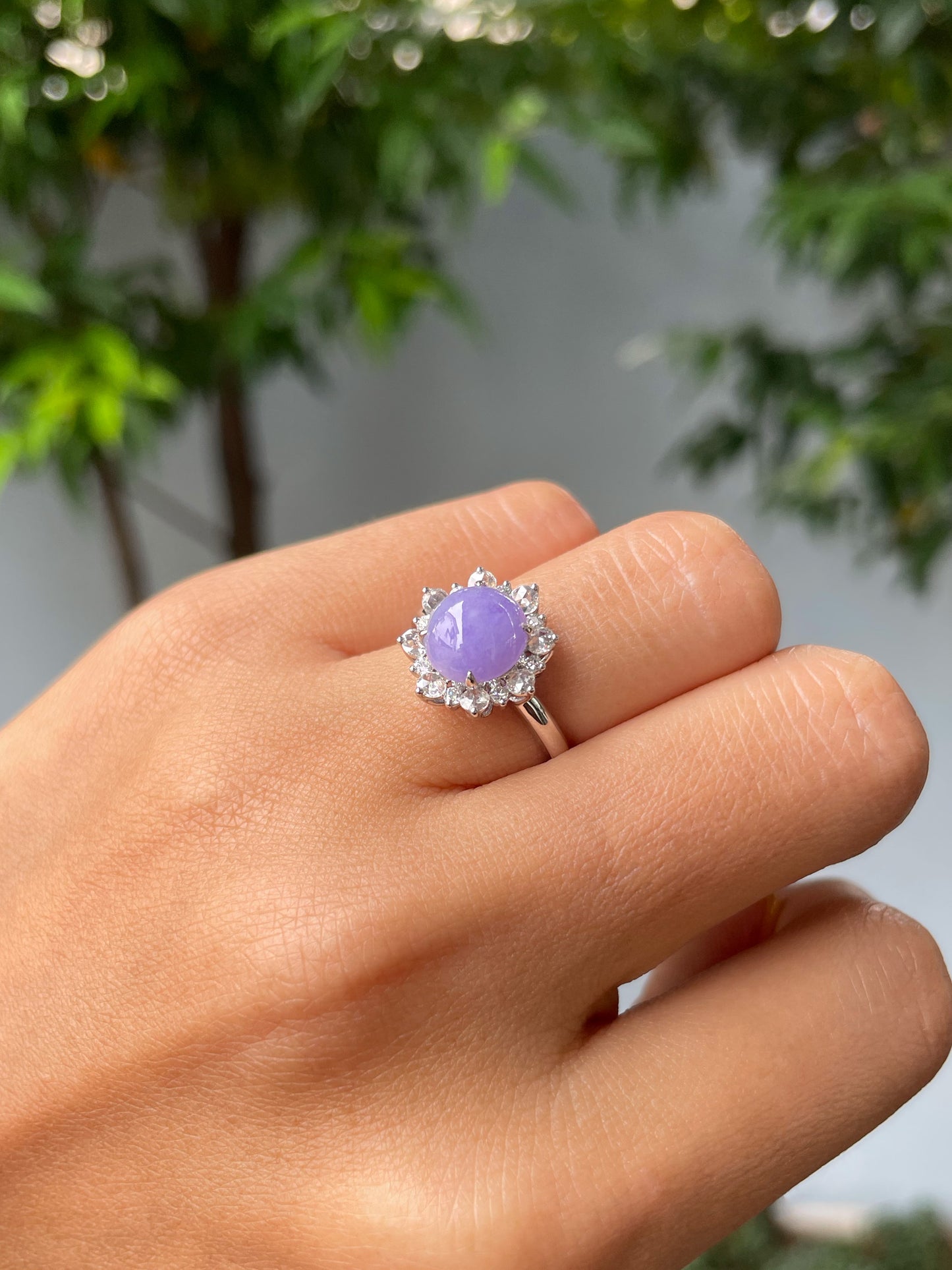 Lavender Jadeite Cabochon Ring (NJR295)