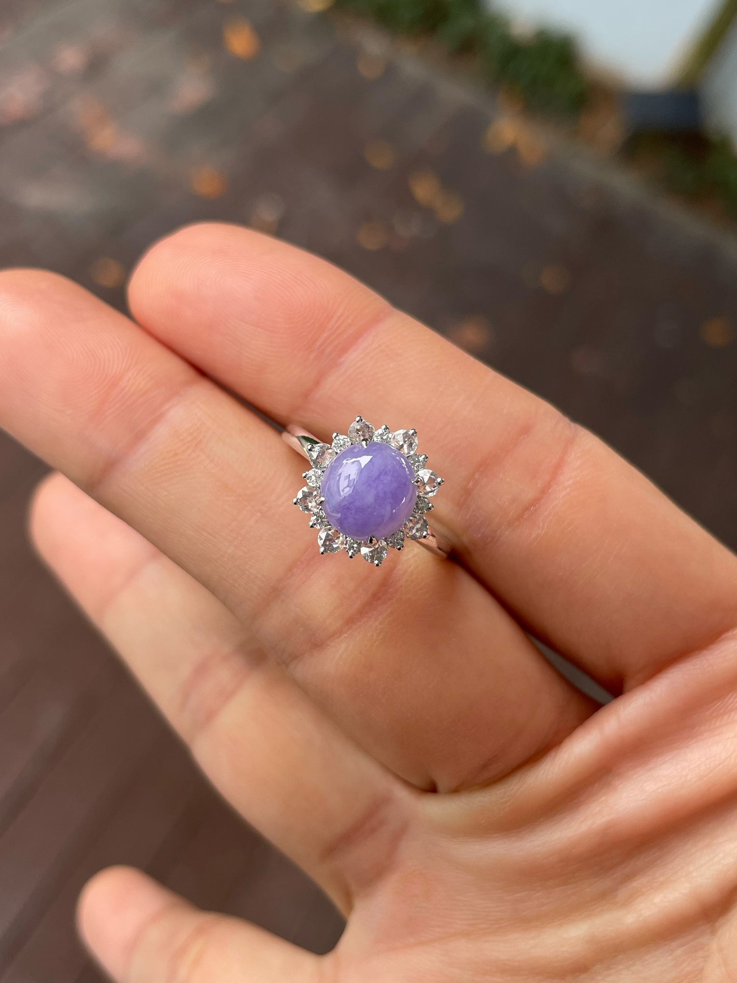 Lavender Jadeite Cabochon Ring (NJR295)