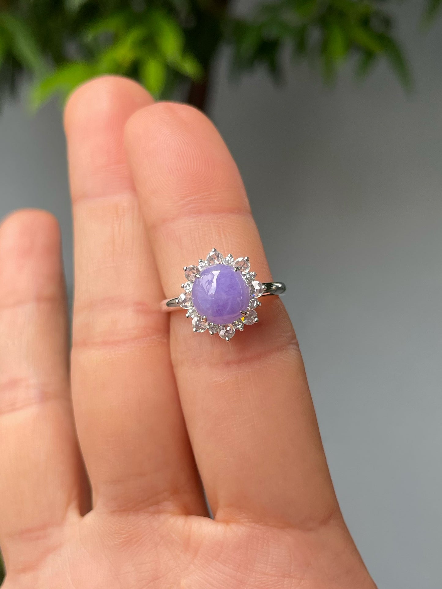 Lavender Jadeite Cabochon Ring (NJR295)