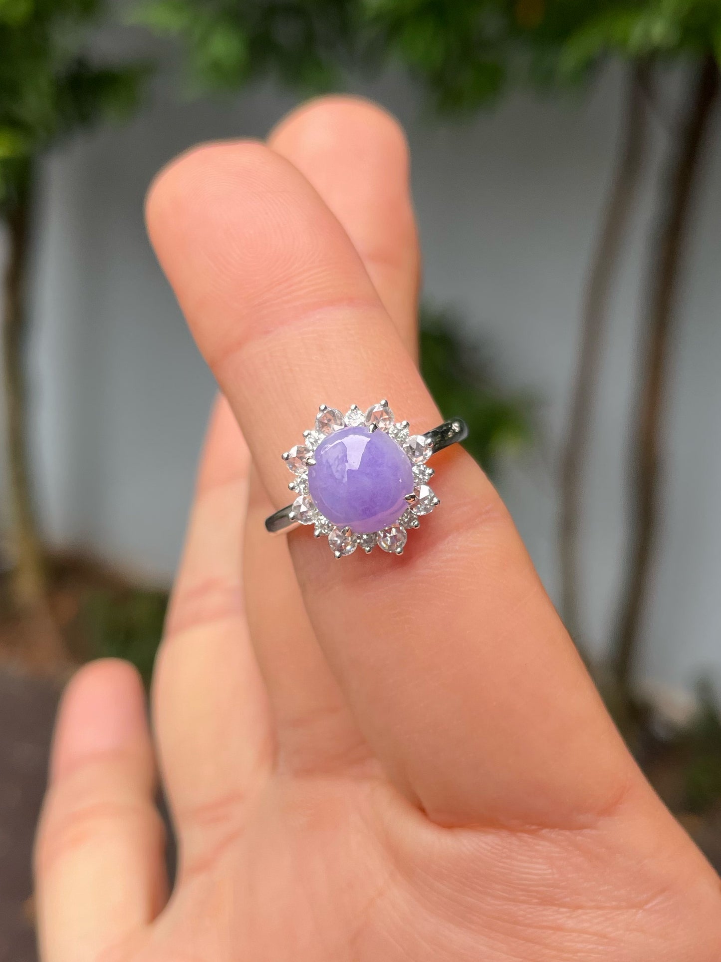 Lavender Jadeite Cabochon Ring (NJR295)