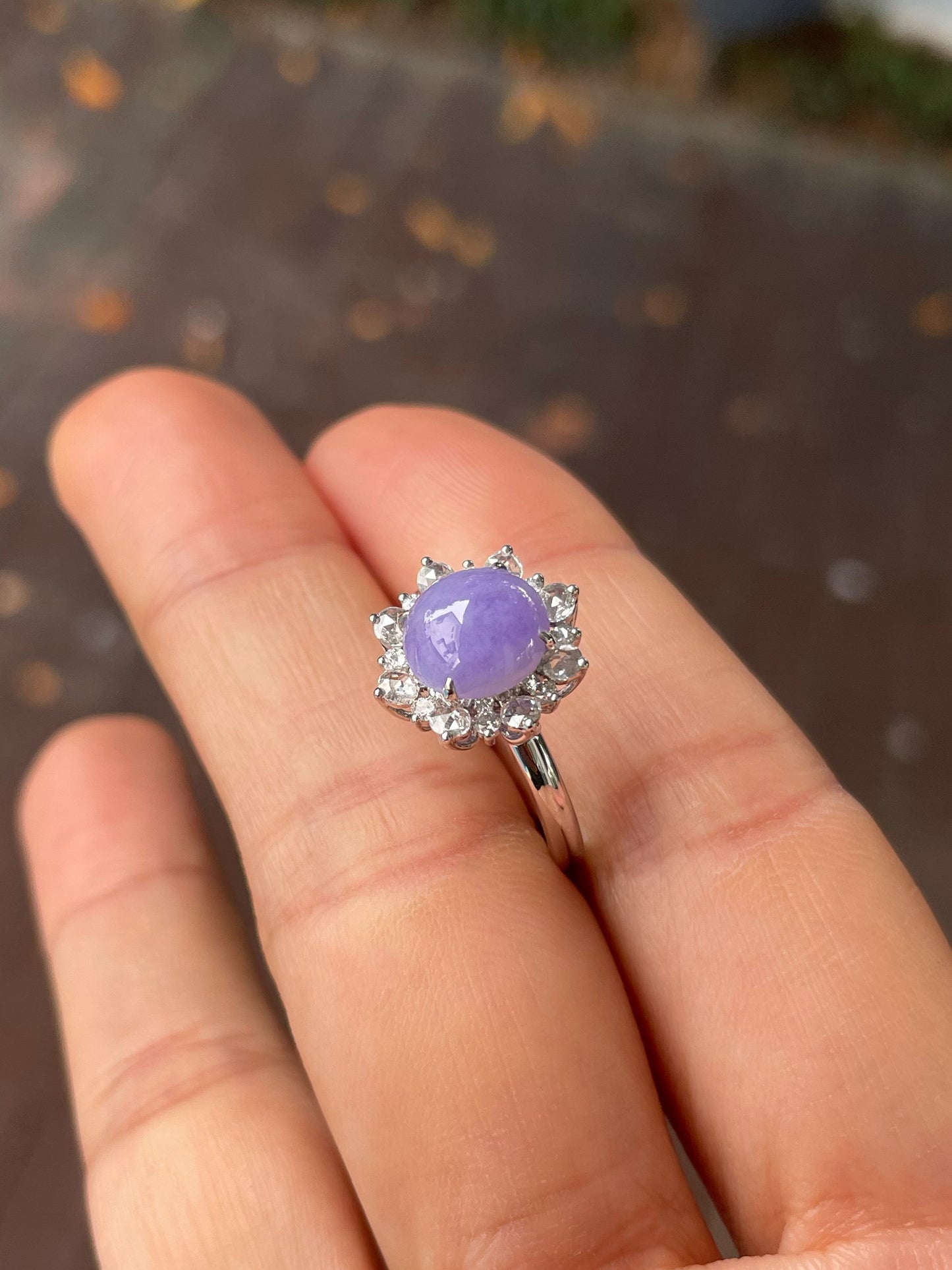 Lavender Jadeite Cabochon Ring (NJR295)