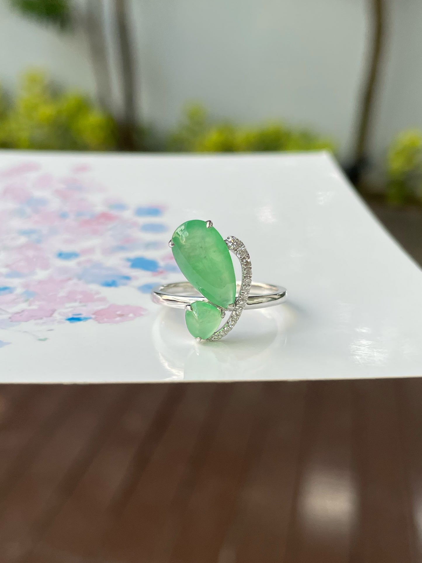 Icy Green Jadeite Ring - Butterfly (NJR321)