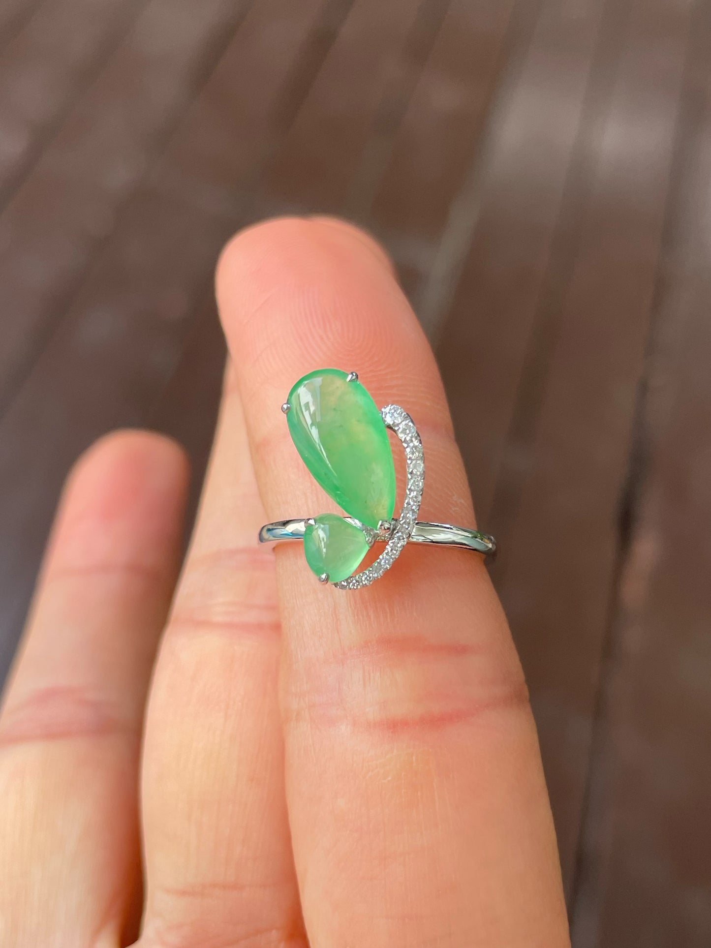 Icy Green Jadeite Ring - Butterfly (NJR321)