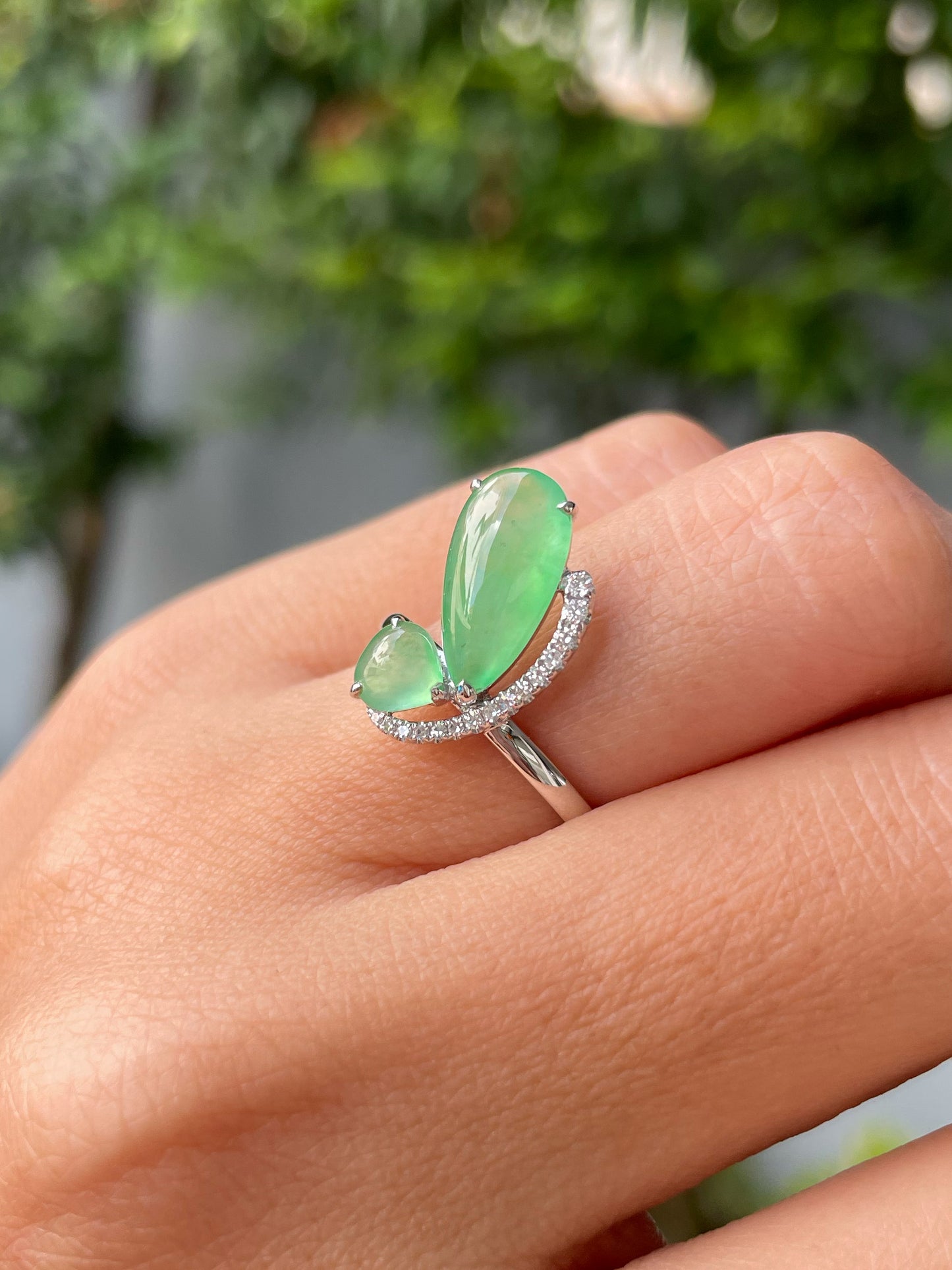 Icy Green Jadeite Ring - Butterfly (NJR321)