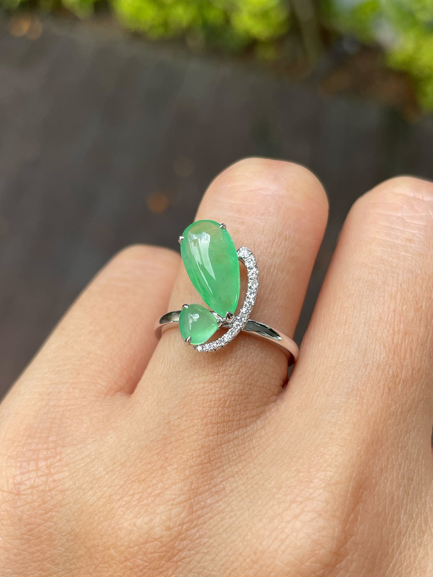 Icy Green Jadeite Ring - Butterfly (NJR321)