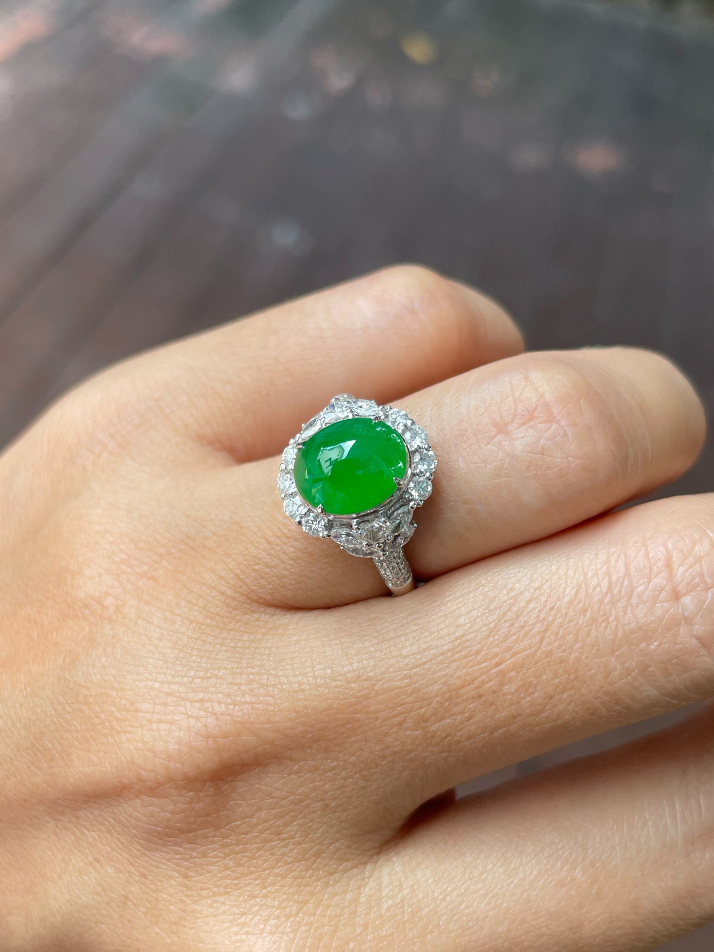 Green Jade Cabochon Ring (NJR323)