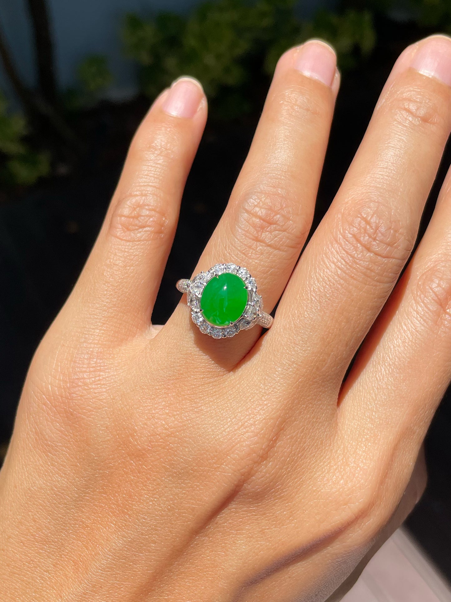 Green Jade Cabochon Ring (NJR323)