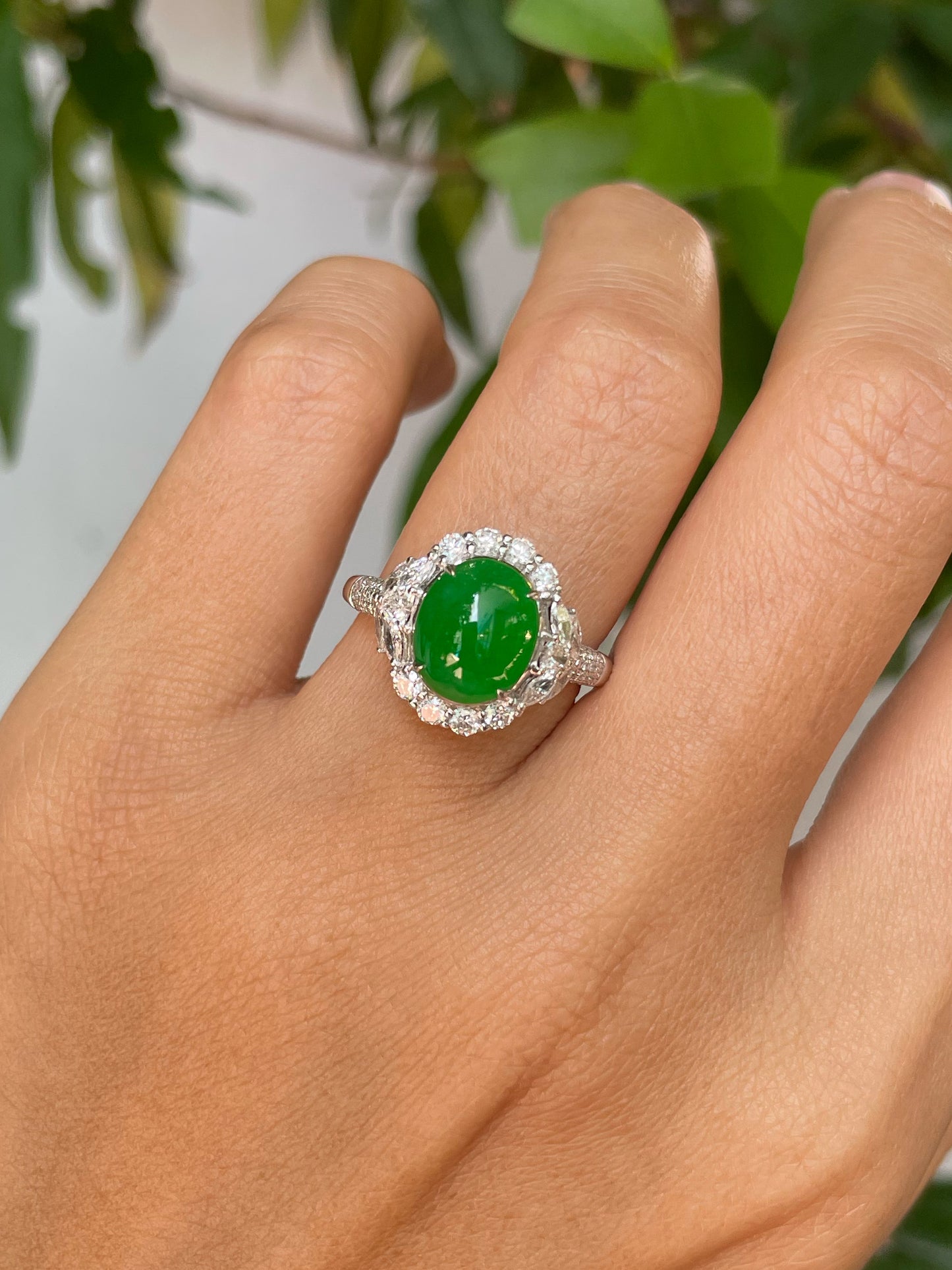 Green Jade Cabochon Ring (NJR323)