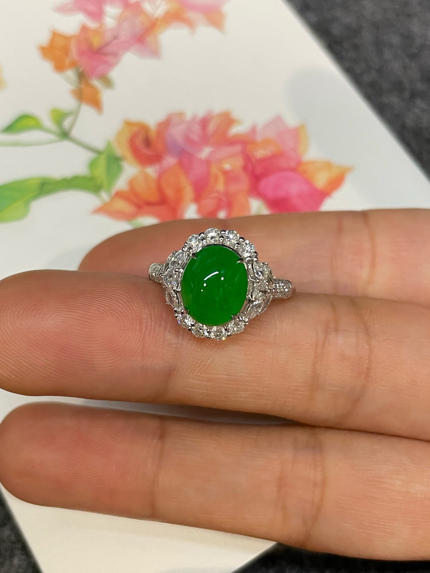 Green Jade Cabochon Ring (NJR323)