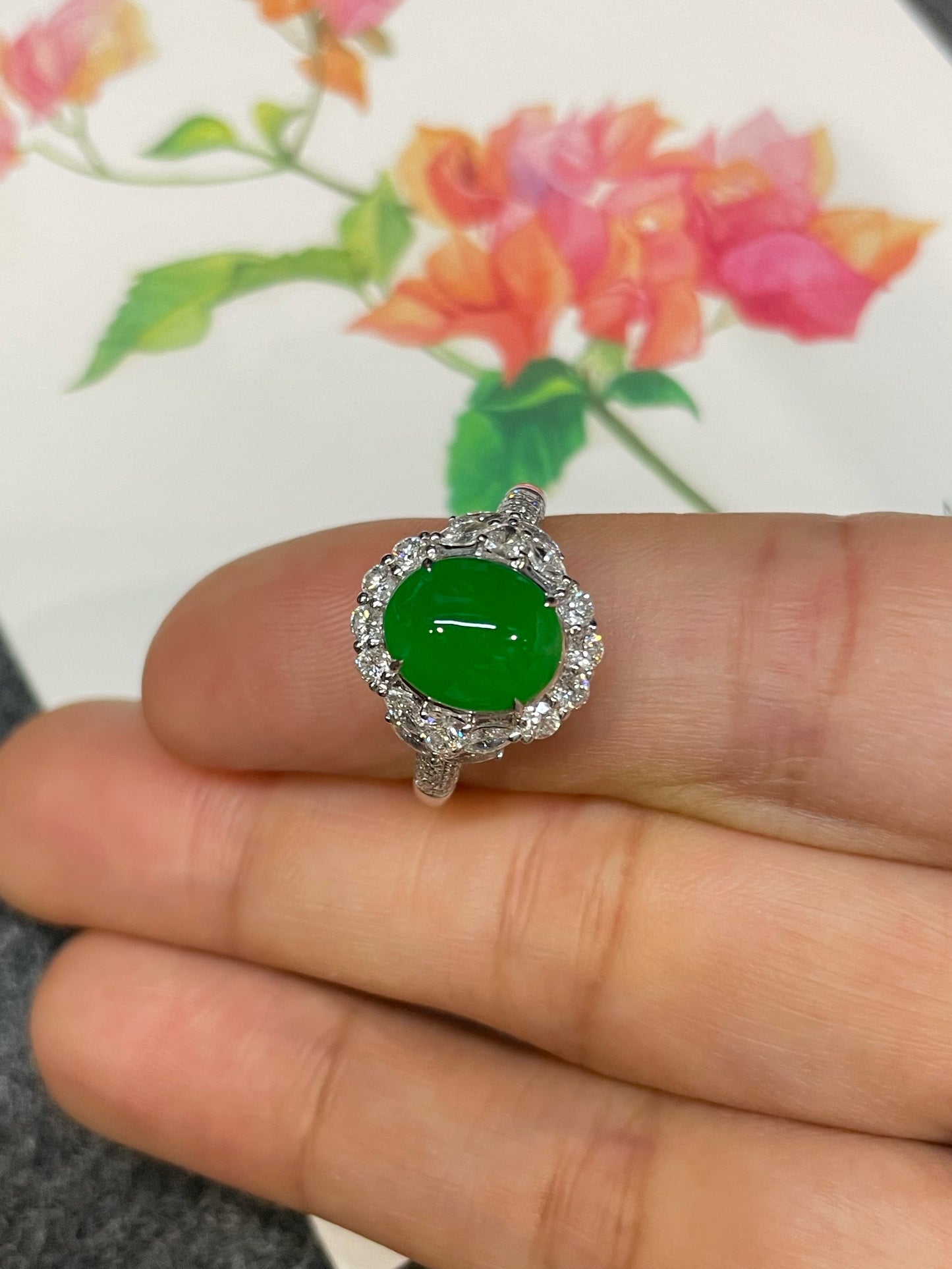 Green Jade Cabochon Ring (NJR323)