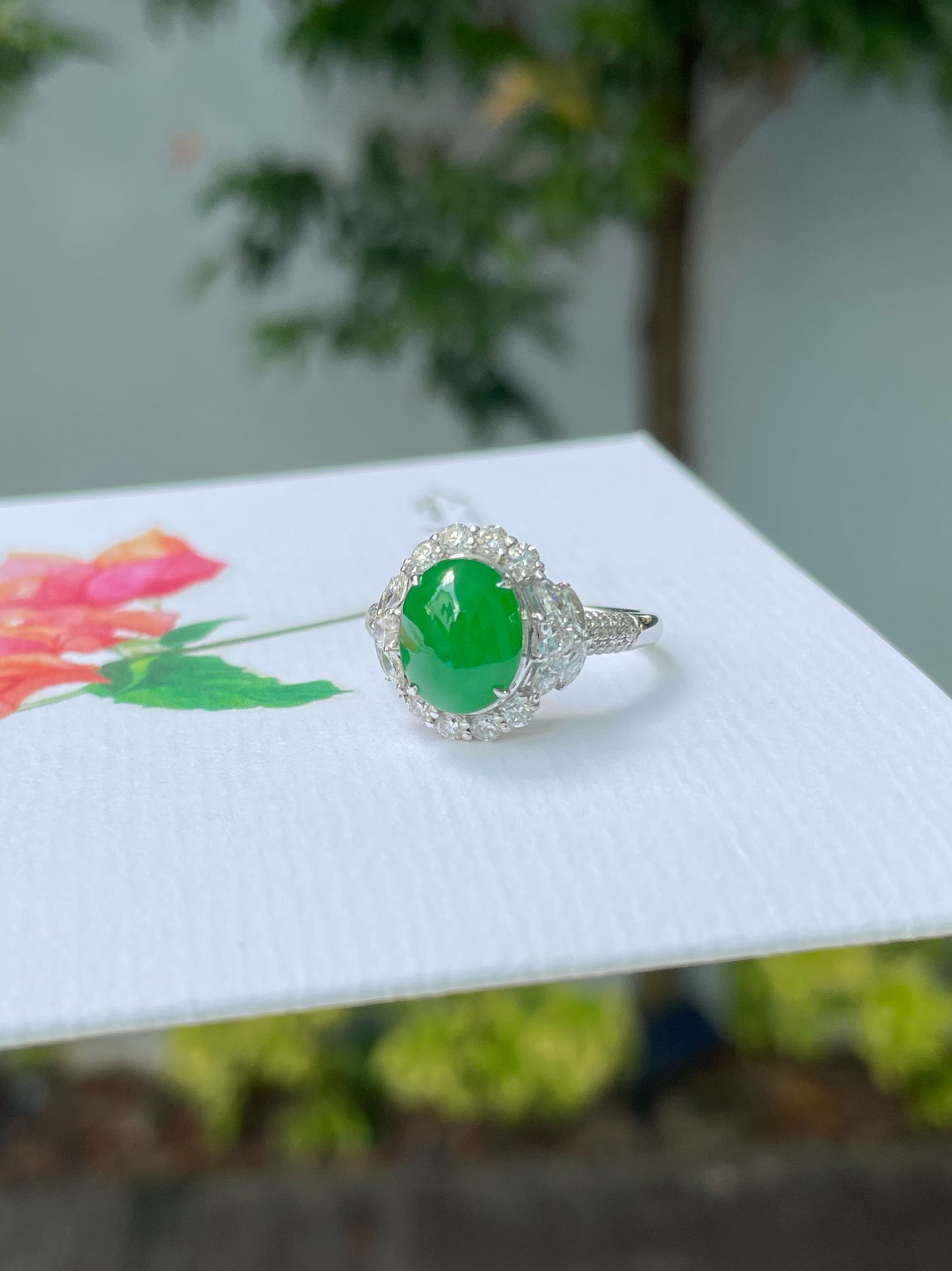 Green Jade Cabochon Ring (NJR323)
