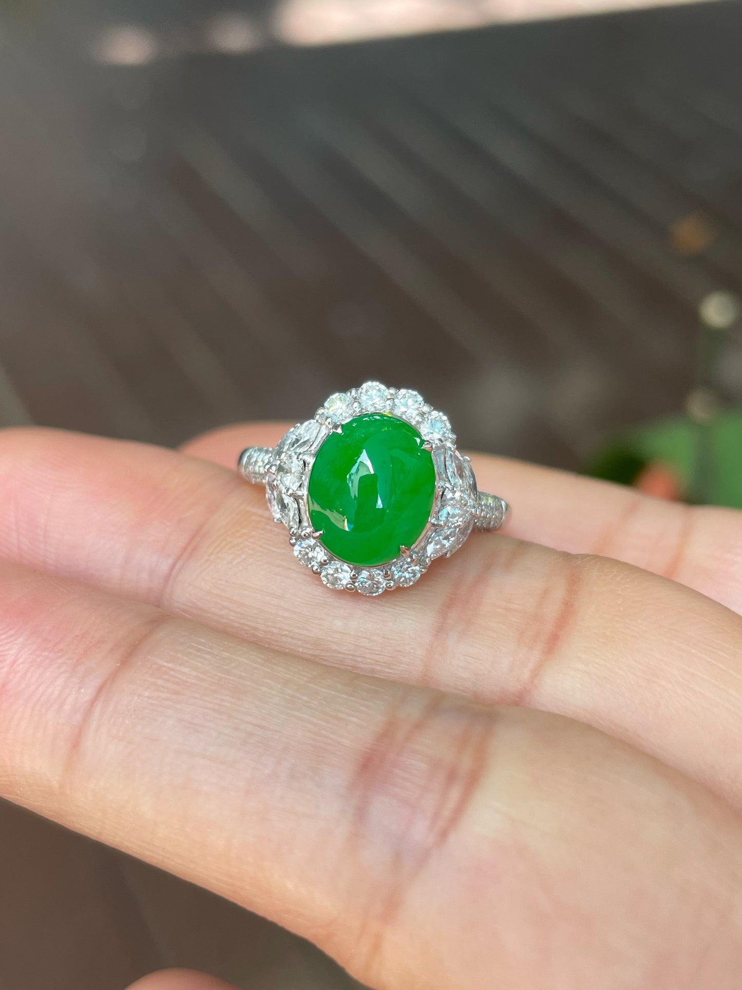 Green Jade Cabochon Ring (NJR323)