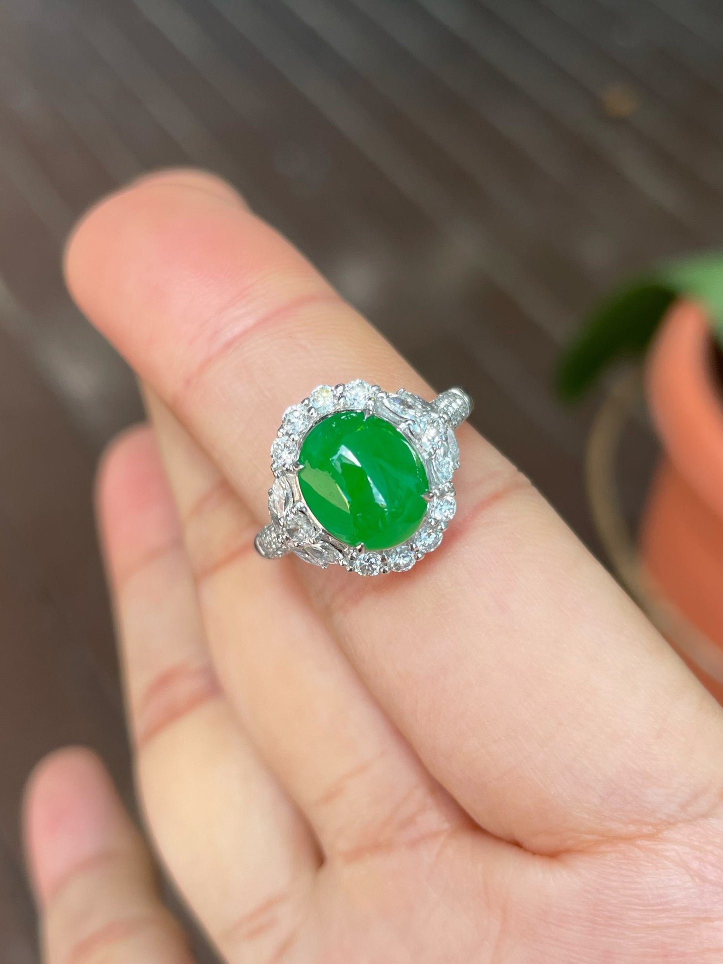 Green Jade Cabochon Ring (NJR323)