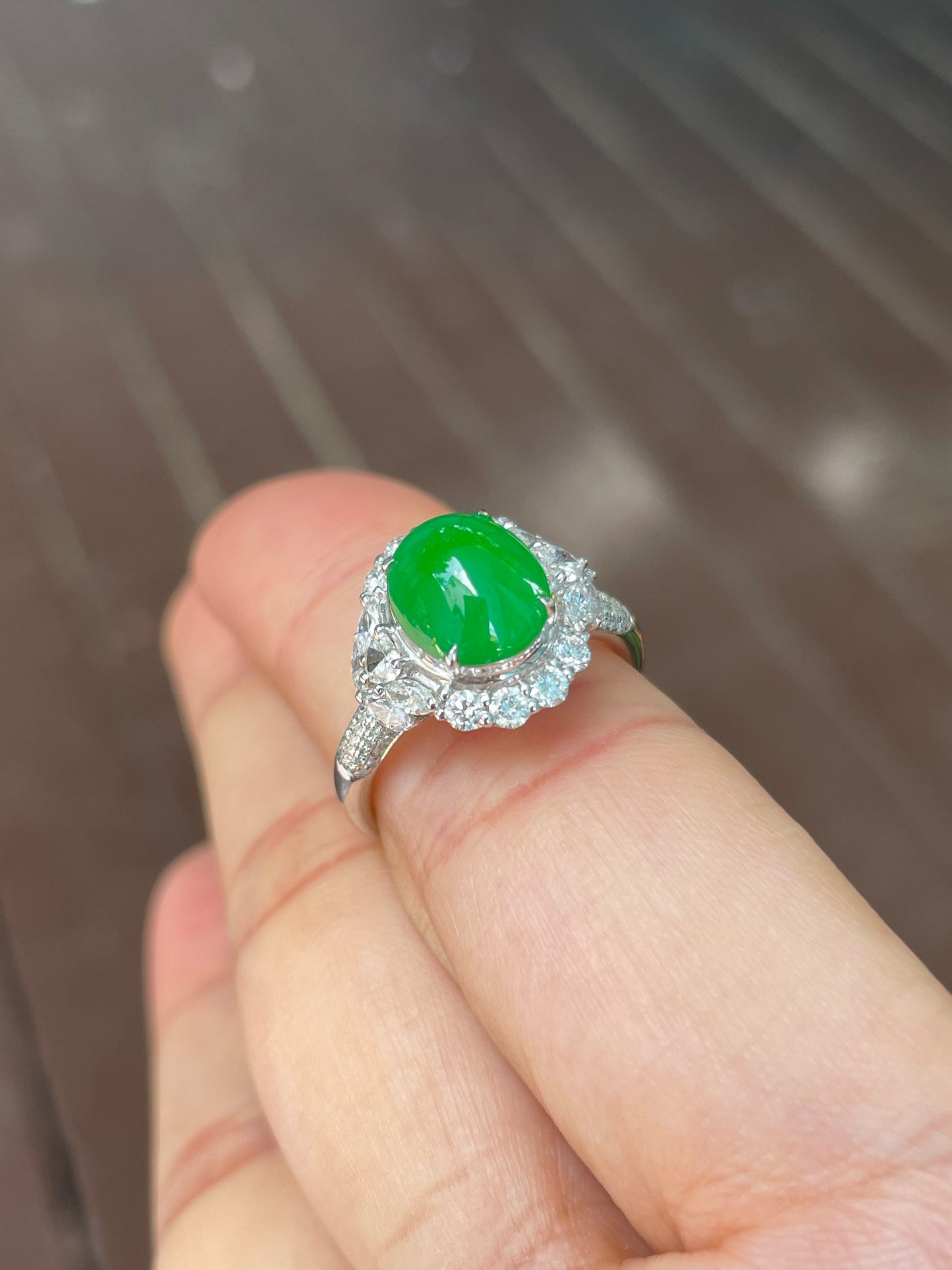 Green Jade Cabochon Ring (NJR323)