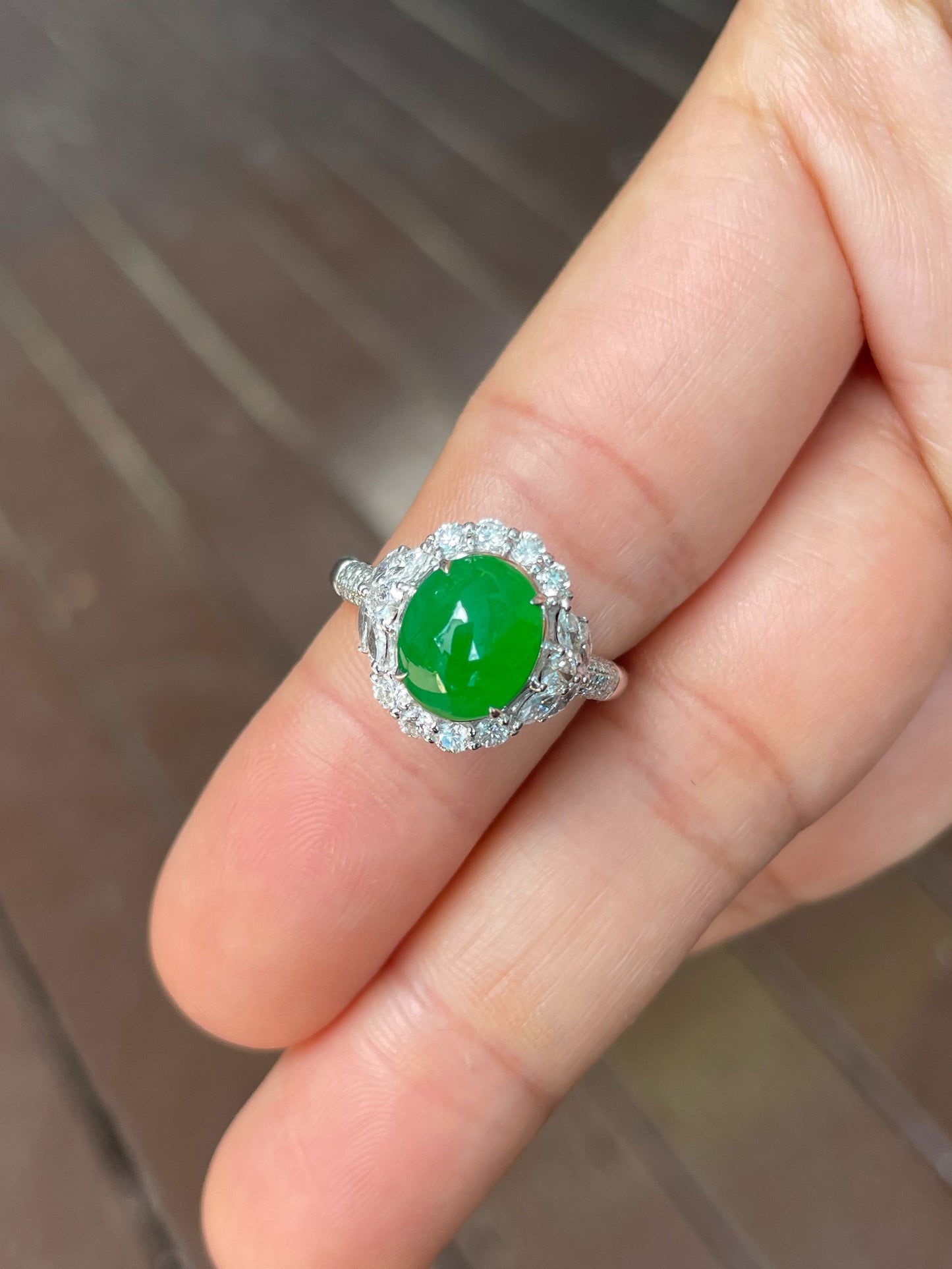 Green Jade Cabochon Ring (NJR323)