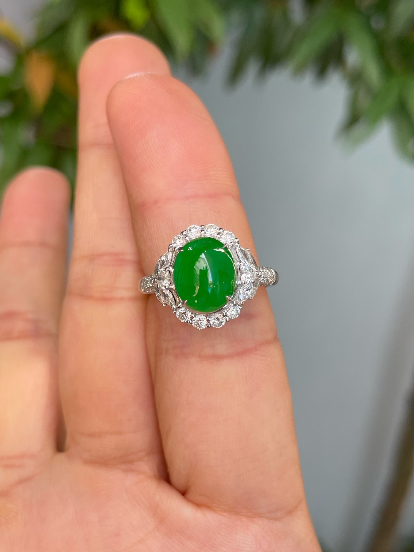 Green Jade Cabochon Ring (NJR323)