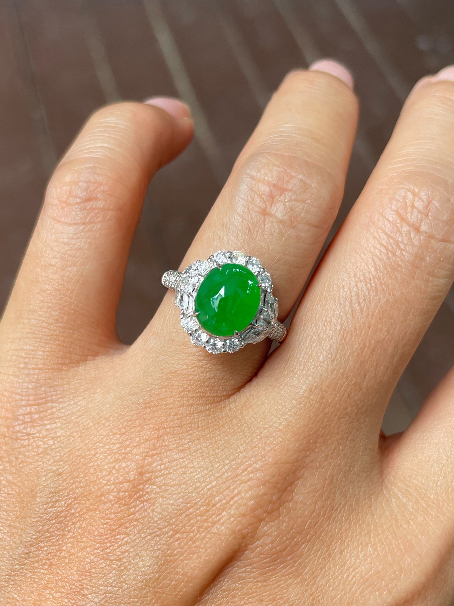 Green Jade Cabochon Ring (NJR323)