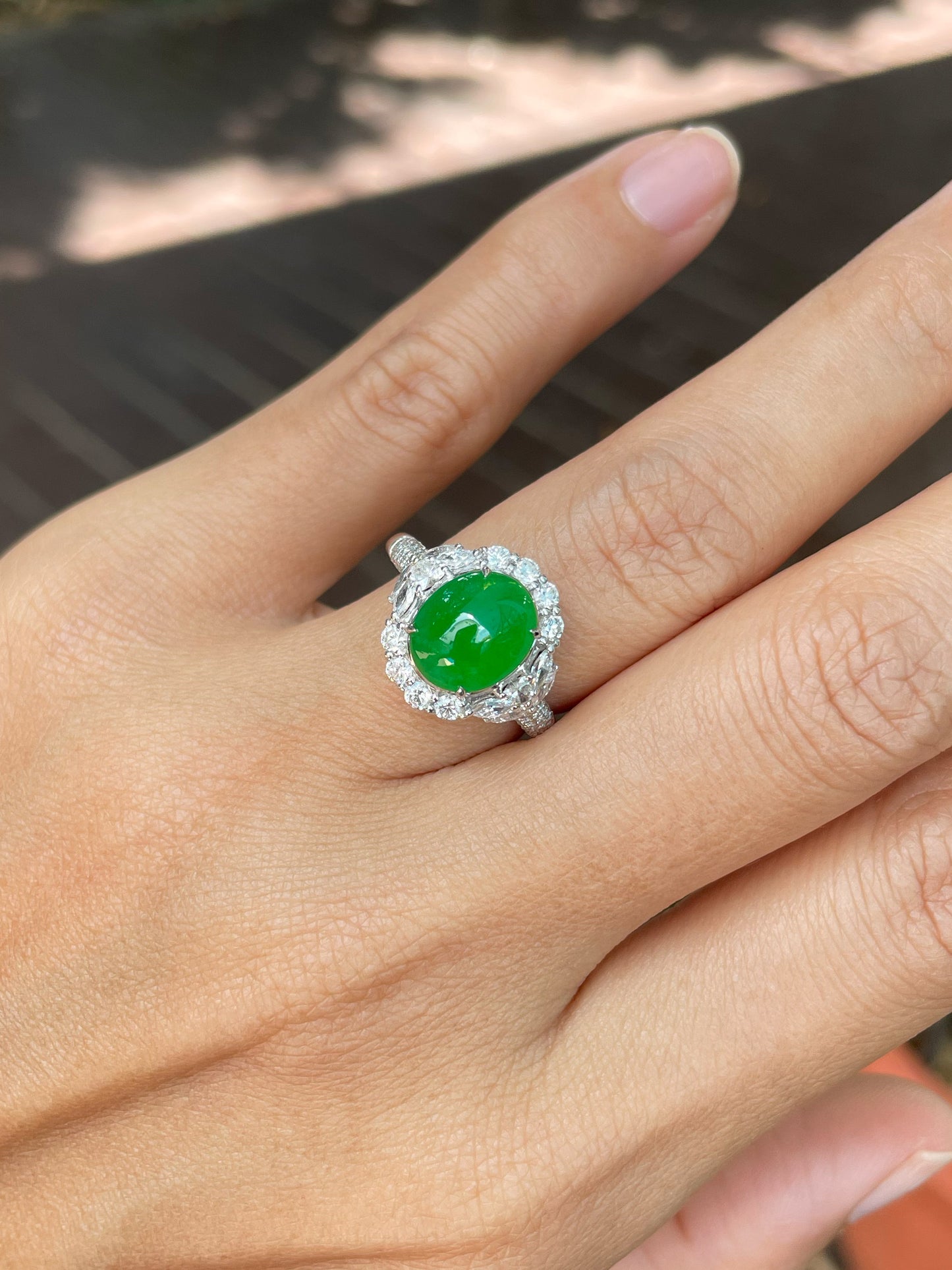 Green Jade Cabochon Ring (NJR323)