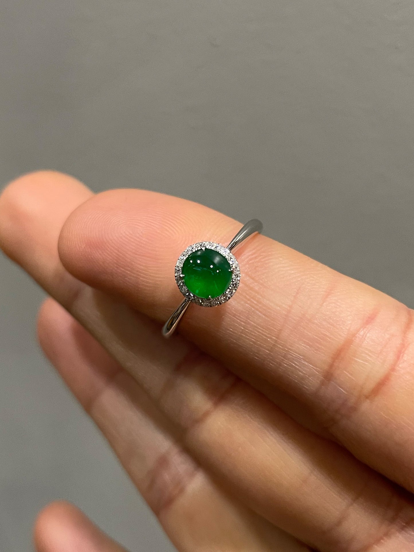 Green Jadeite Cabochon Ring (NJR325)