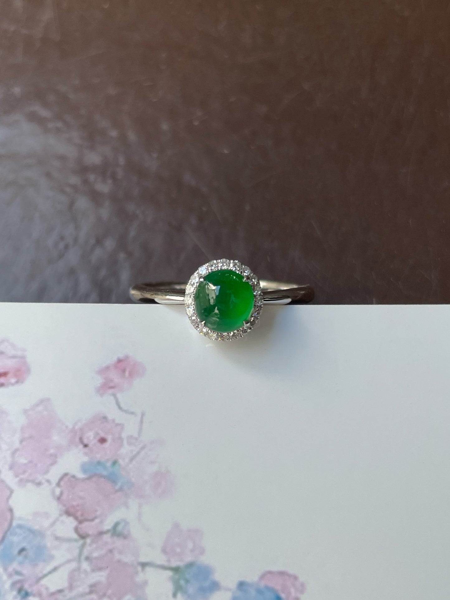 Green Jadeite Cabochon Ring (NJR325)