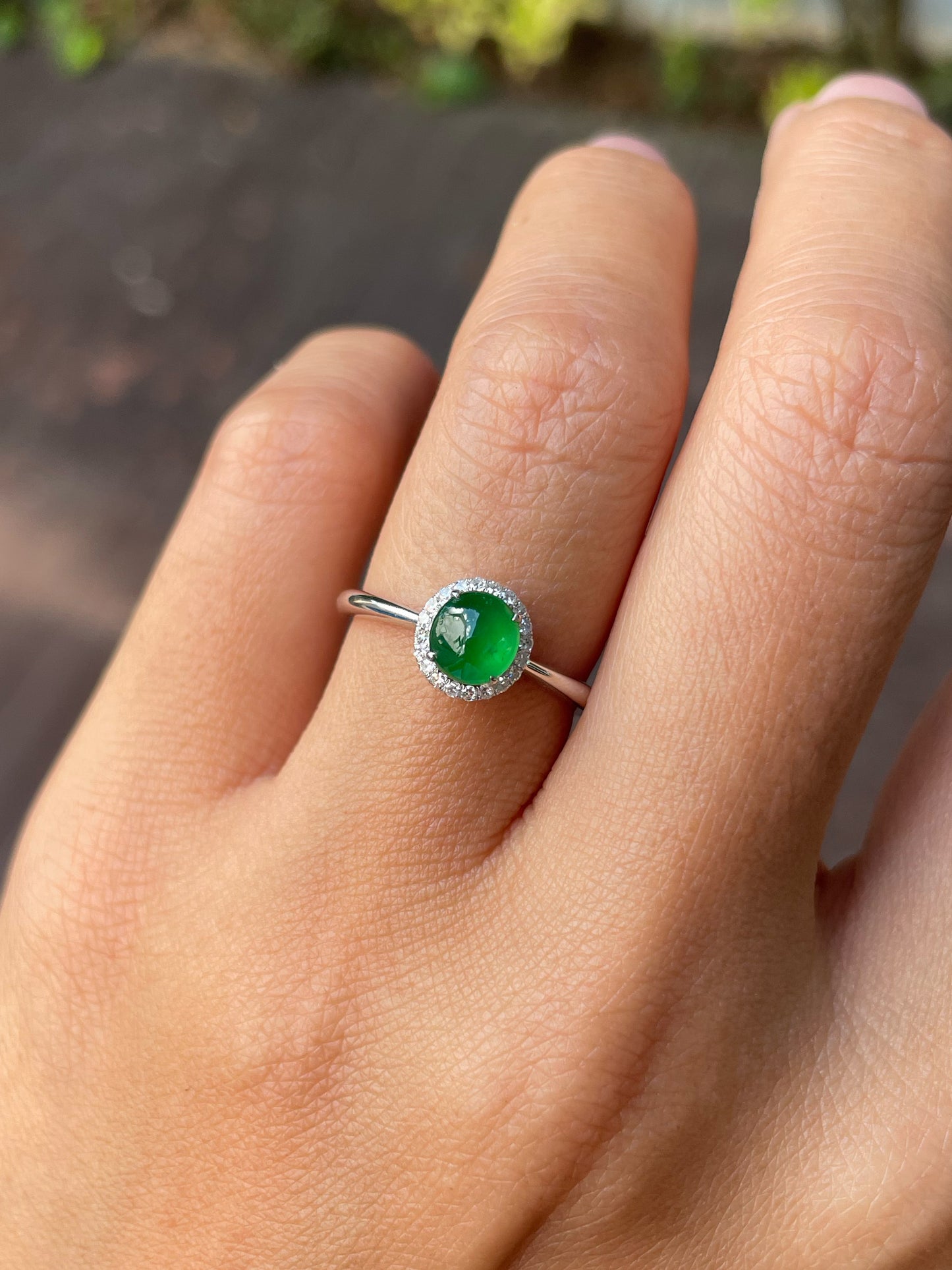 Green Jadeite Cabochon Ring (NJR325)