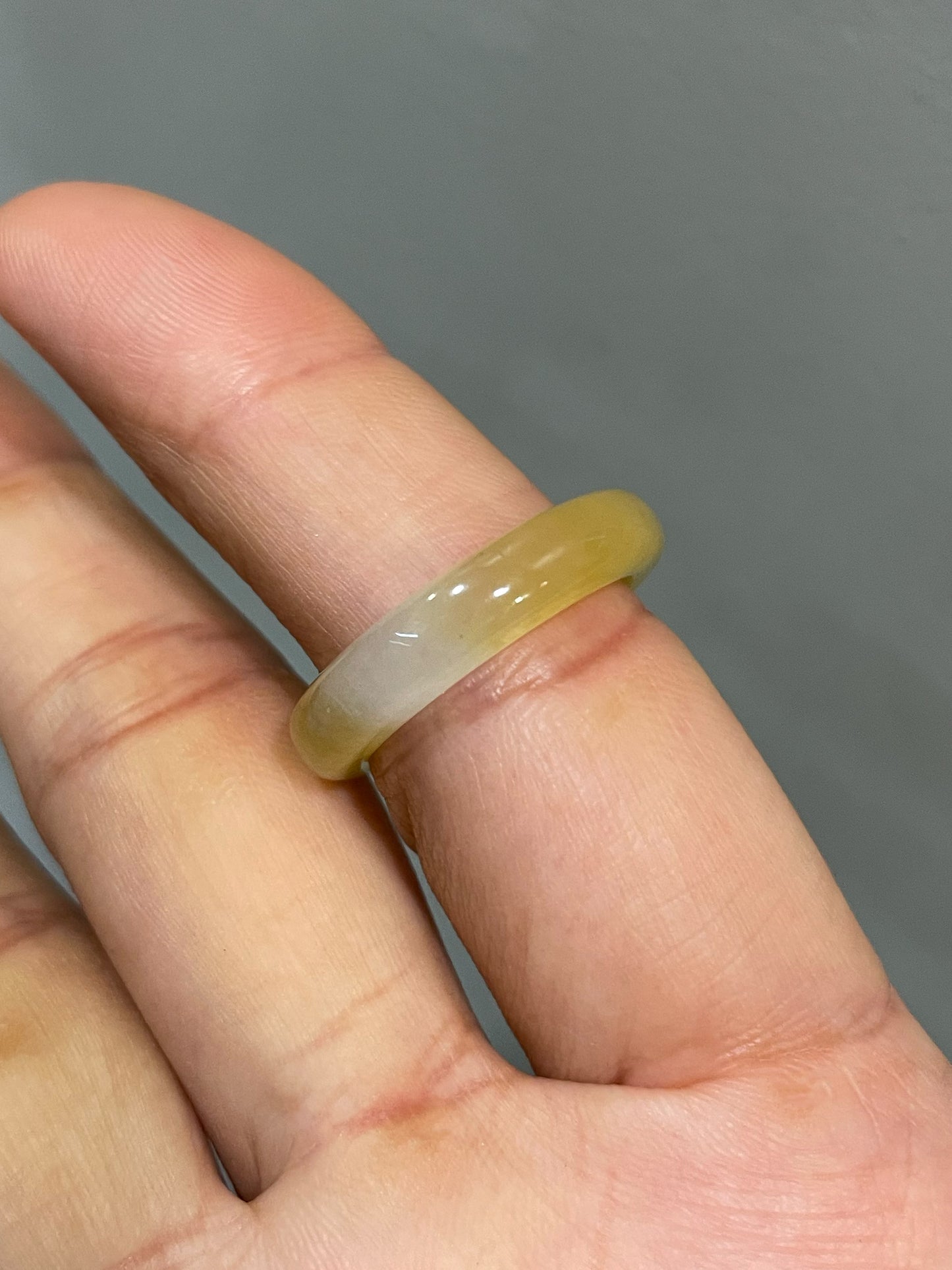 Icy Yellow Jade Abacus Ring | HK 19.5 (NJR351)