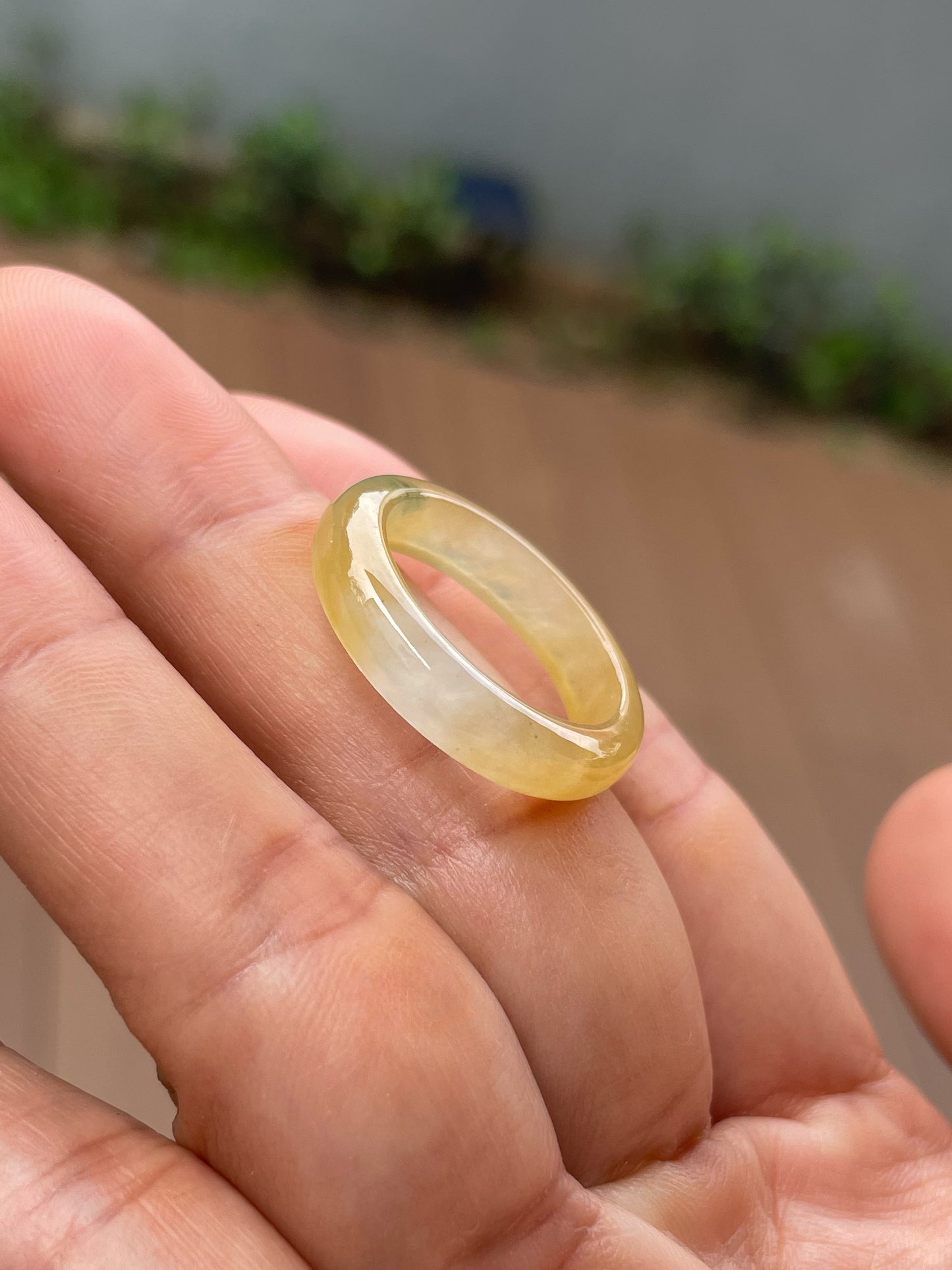 Icy Yellow Jade Abacus Ring | HK 19.5 (NJR351)
