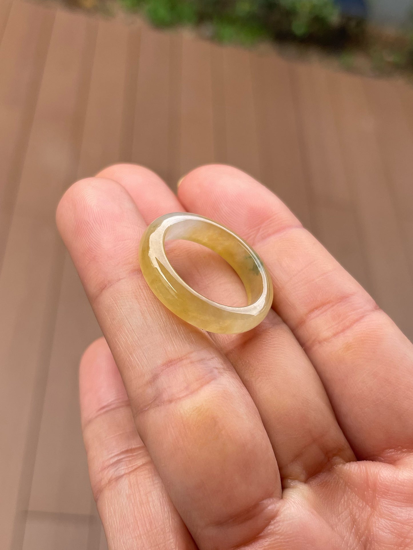 Icy Yellow Jade Abacus Ring | HK 19.5 (NJR351)