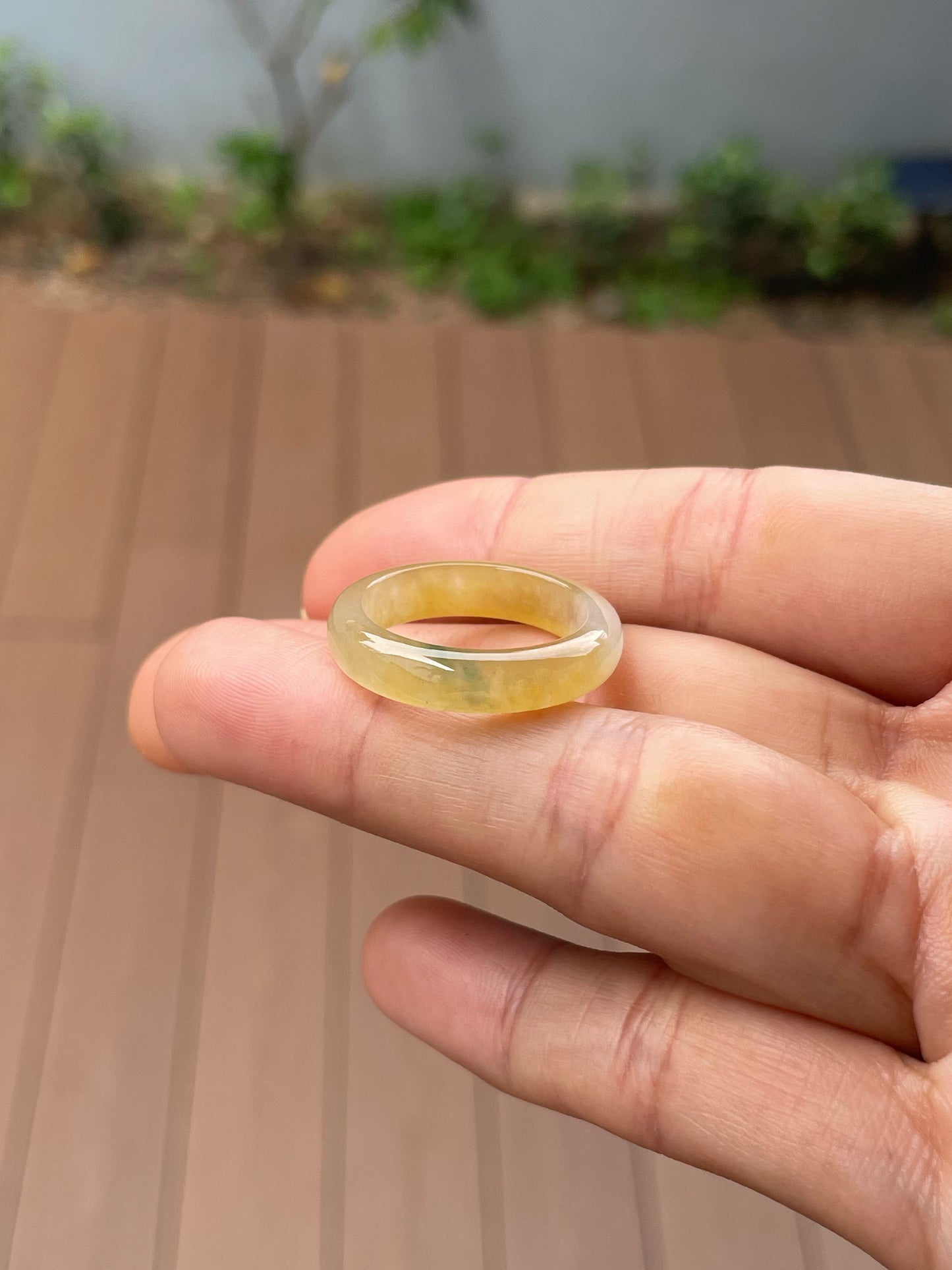 Icy Yellow Jade Abacus Ring | HK 19.5 (NJR351)