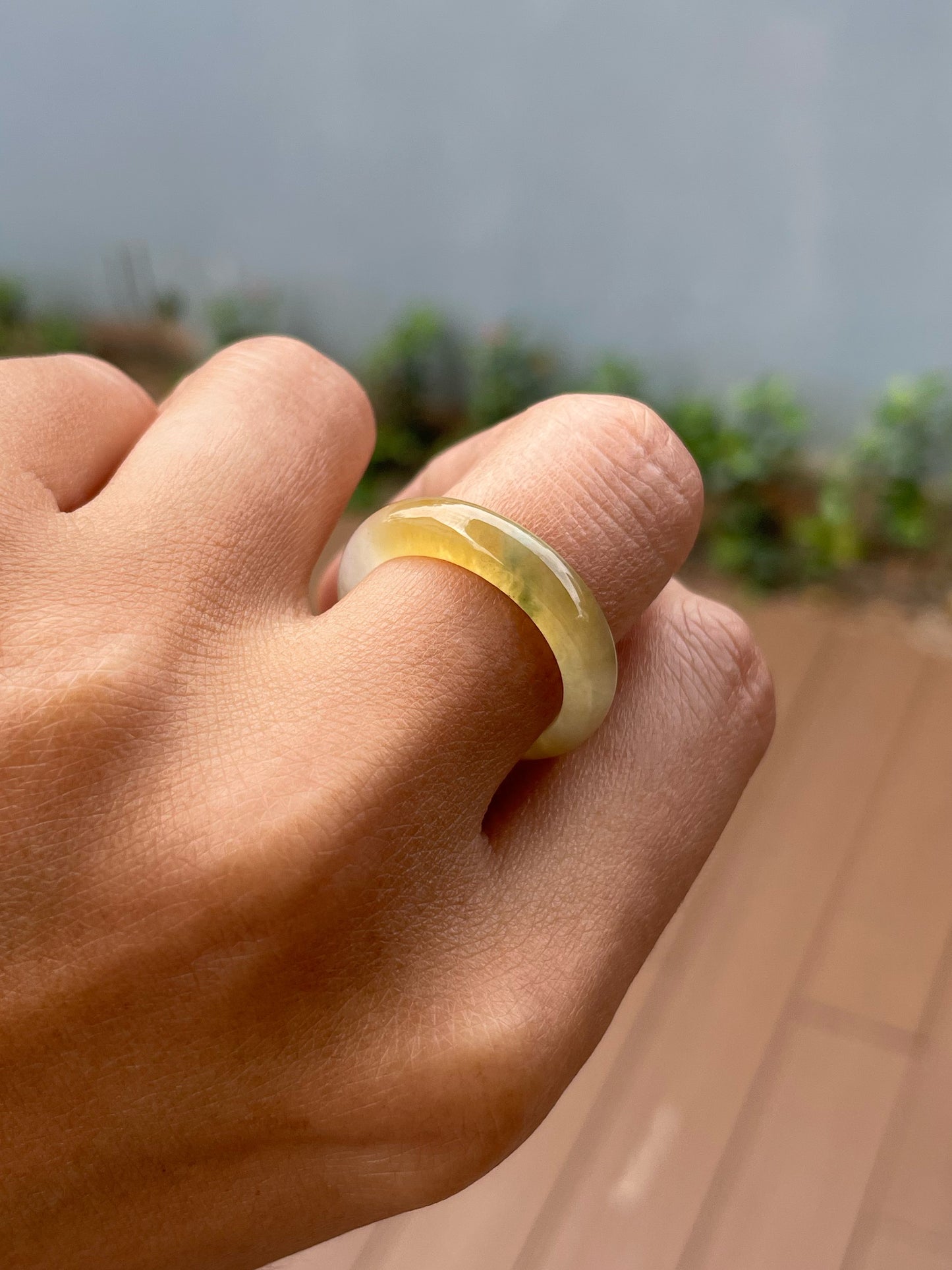 Icy Yellow Jade Abacus Ring | HK 19.5 (NJR351)