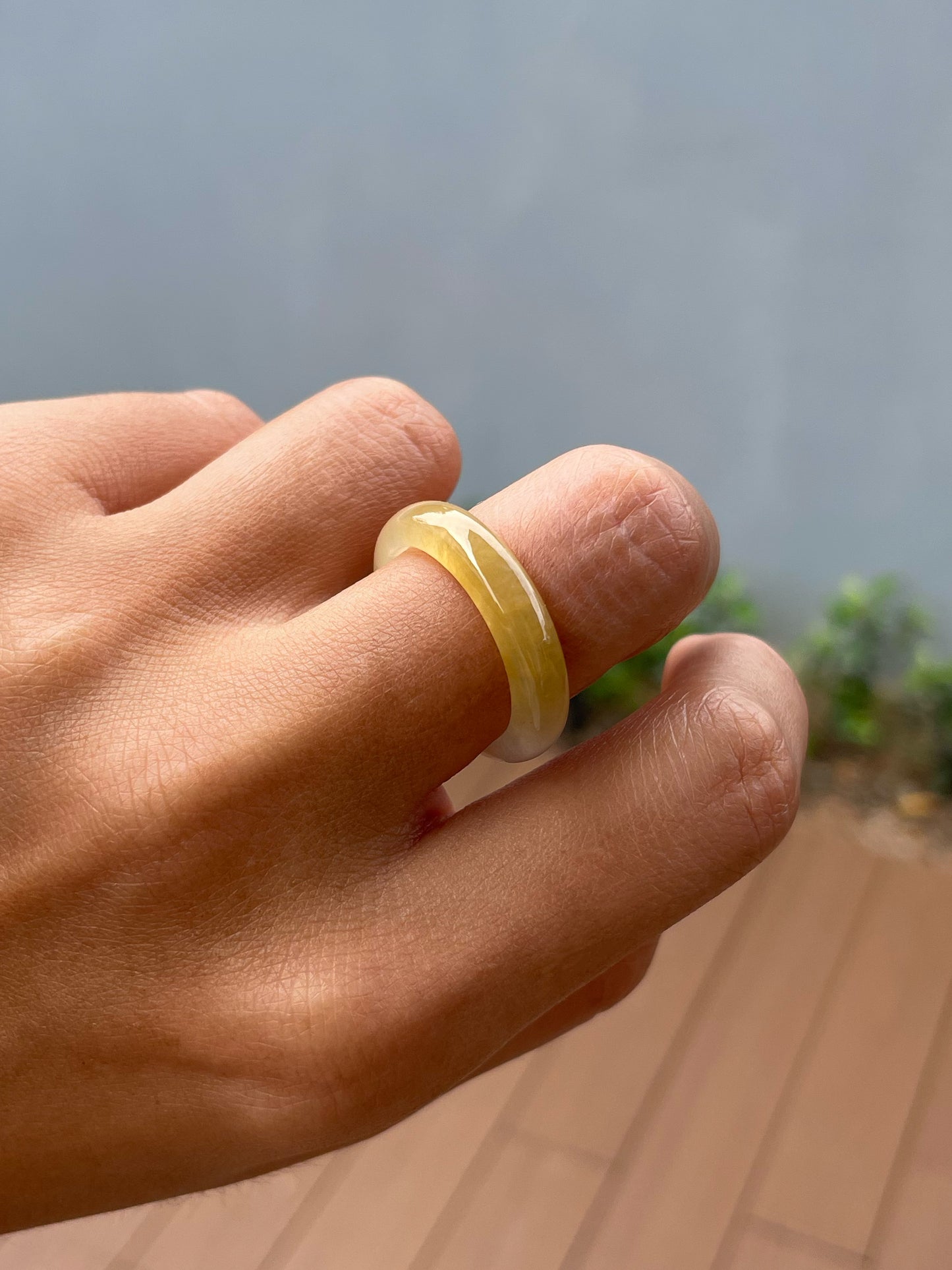 Icy Yellow Jade Abacus Ring | HK 19.5 (NJR351)