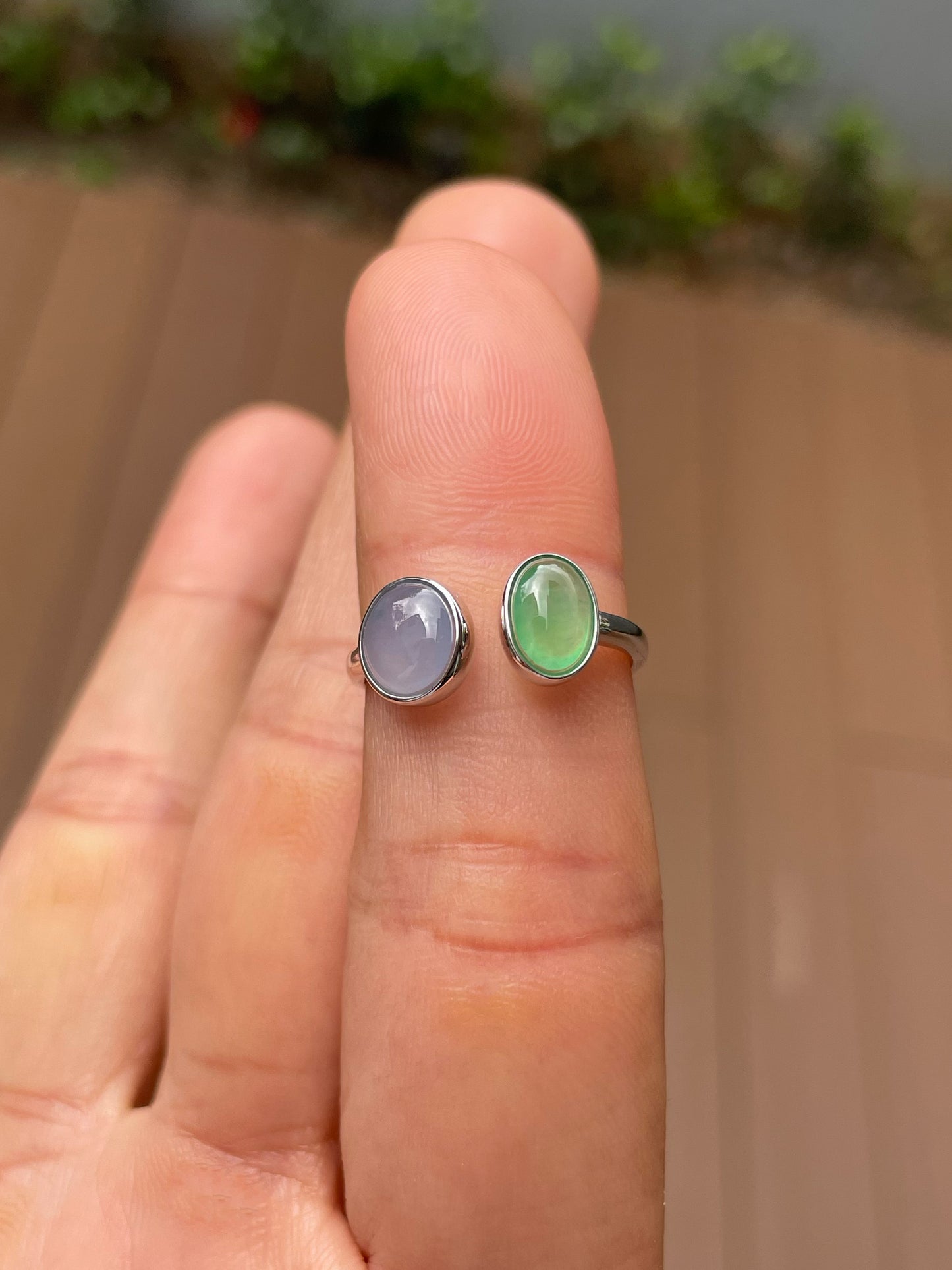 Green & Lavender Jade Ring - Cabochons (NJR355)