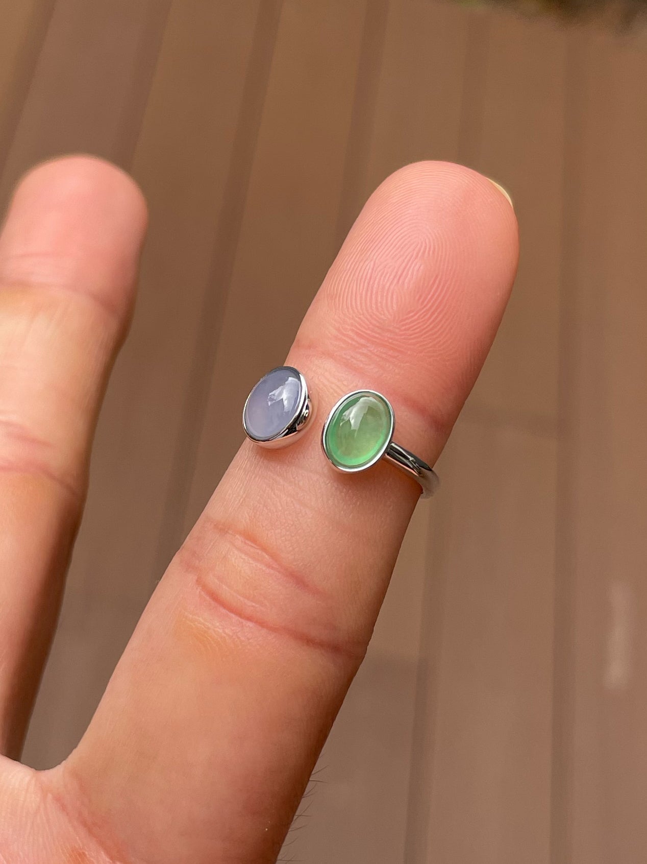 Green & Lavender Jade Ring - Cabochons (NJR355)