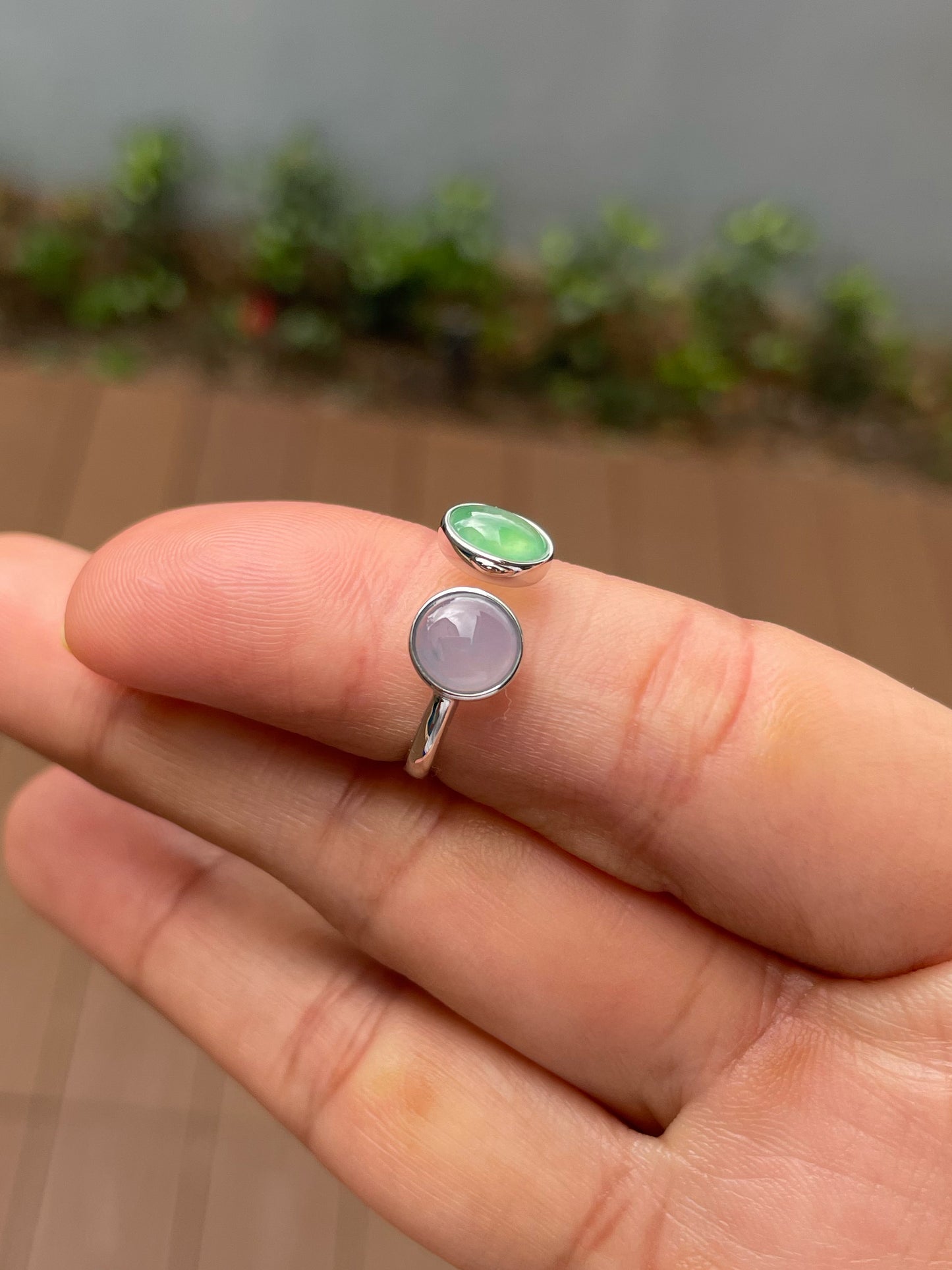 Green & Lavender Jade Ring - Cabochons (NJR355)