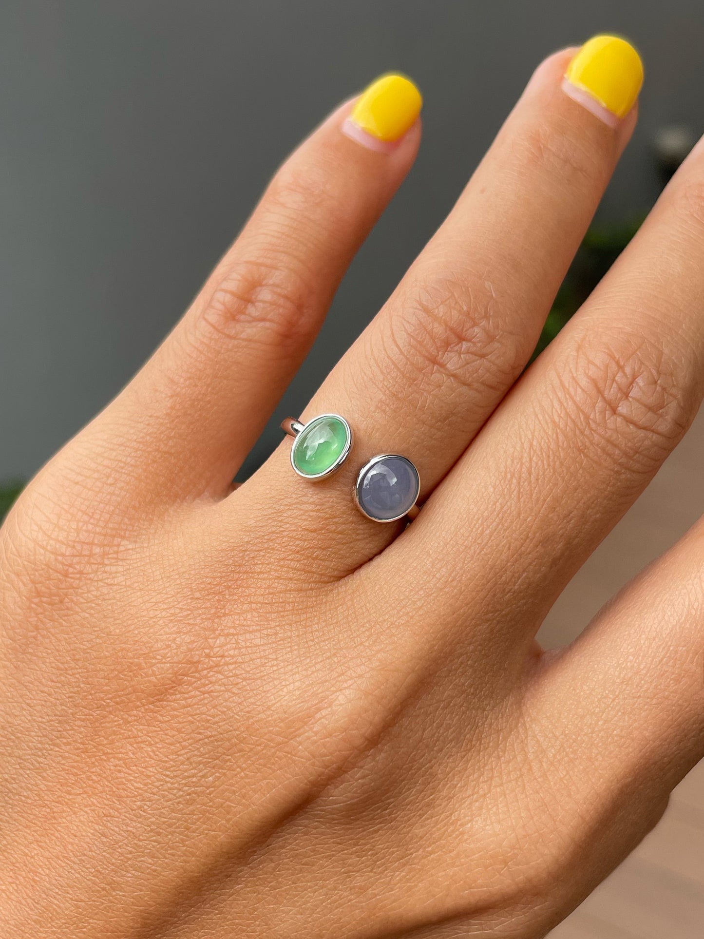 Green & Lavender Jade Ring - Cabochons (NJR355)