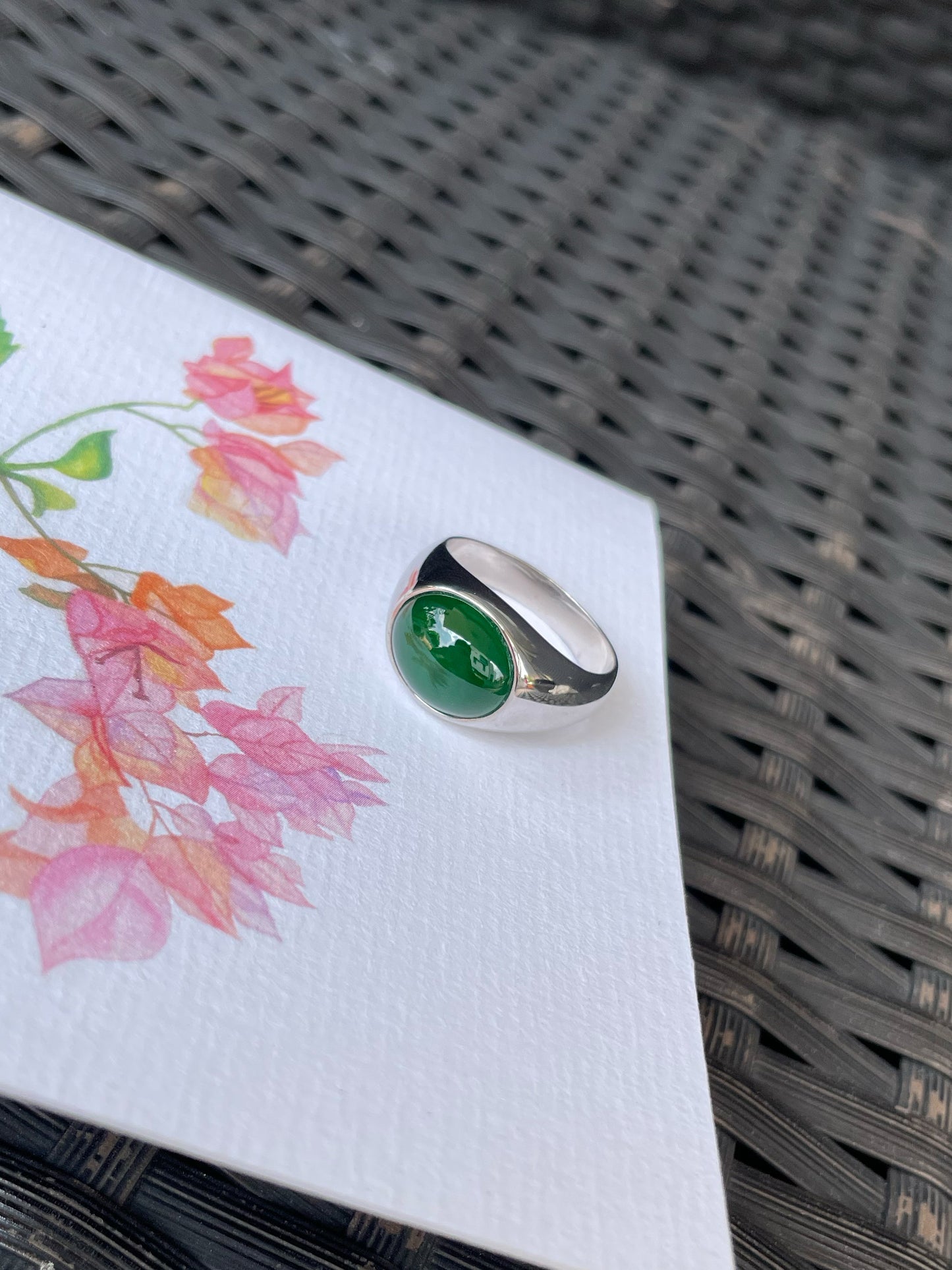 Green Jadeite Cabochon Ring (NJR370)